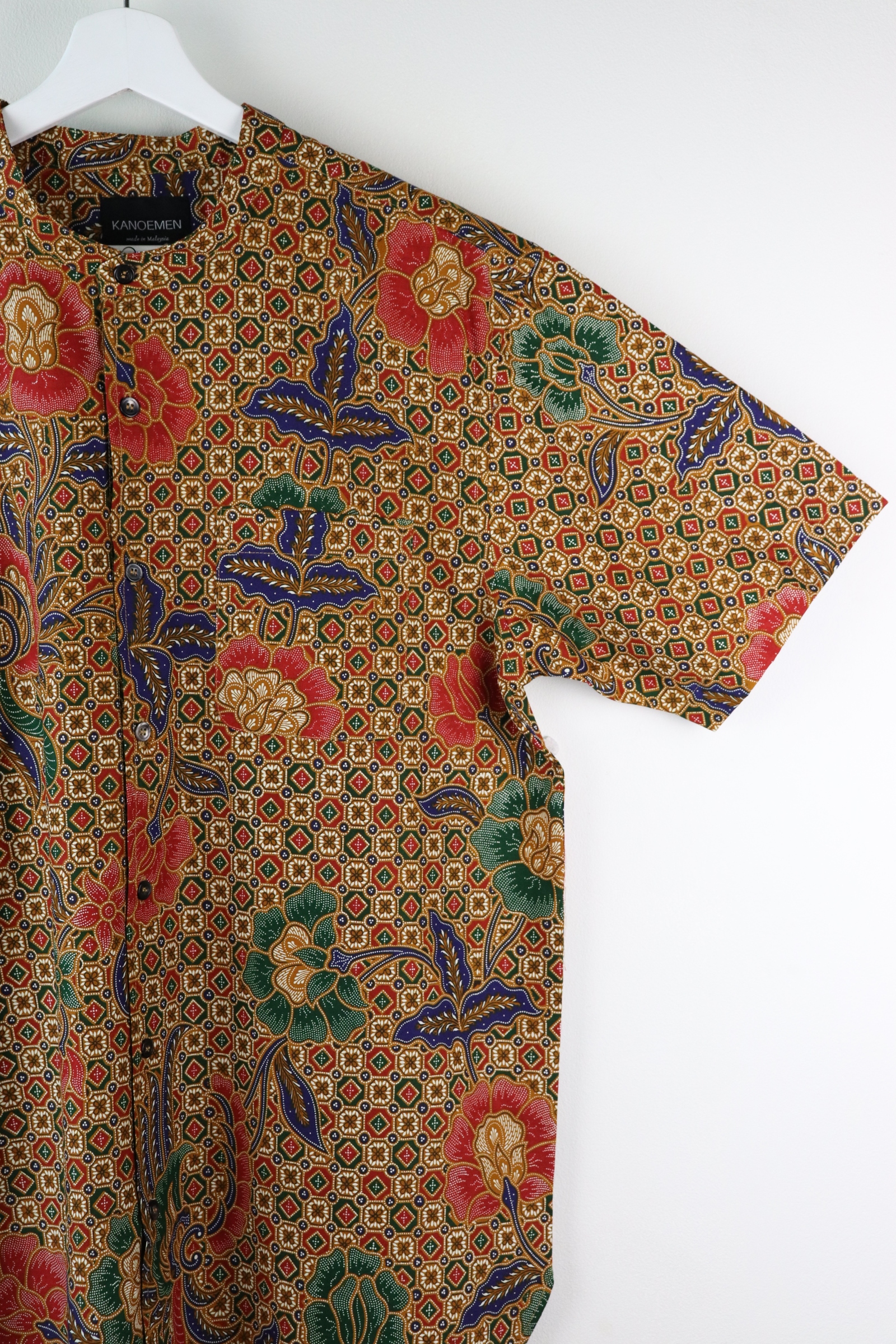 KANOEMEN Stand Collar Batik Shirt - Dawn (Blue) (XL)