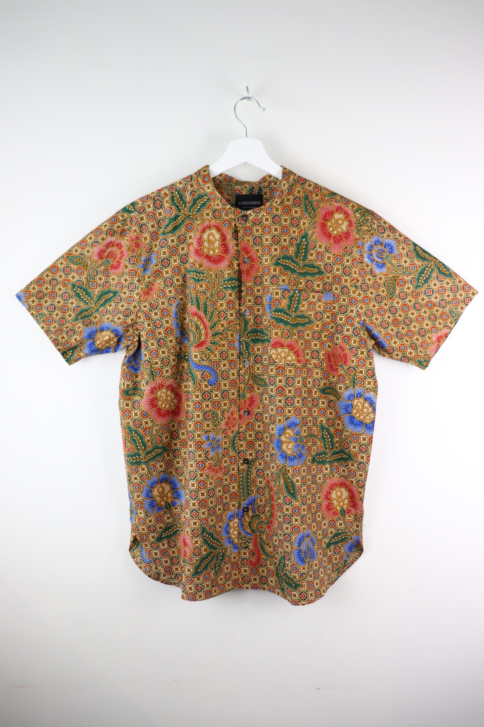 KANOEMEN Stand Collar Batik Shirt - Dawn (Green) (XL)