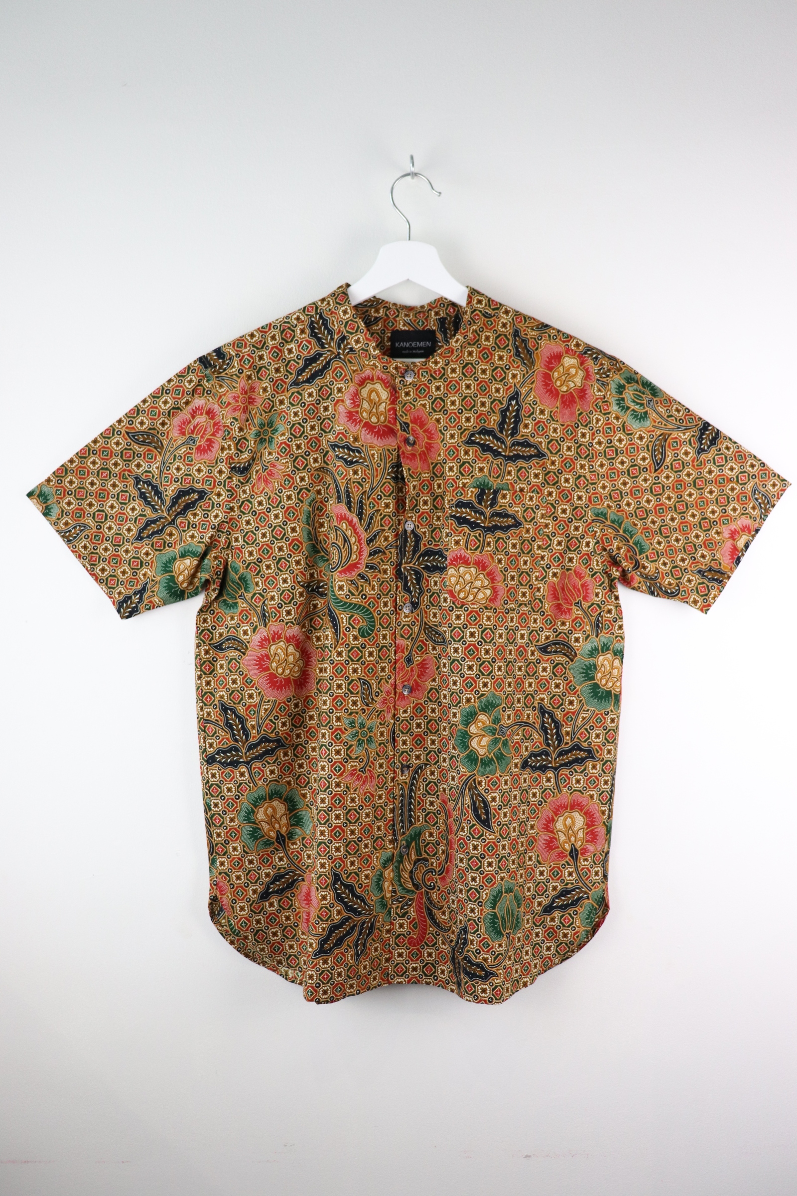 KANOEMEN Stand Collar Batik Shirt - Dawn (Black) (XL)