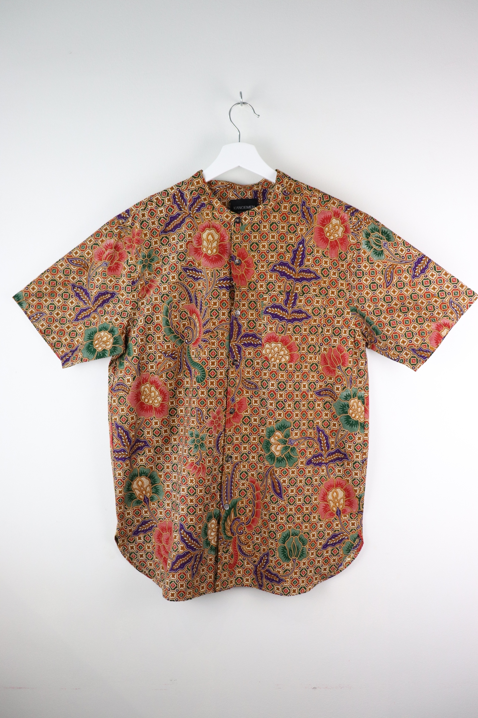 KANOEMEN Stand Collar Batik Shirt - Dawn (Purple) (XL)