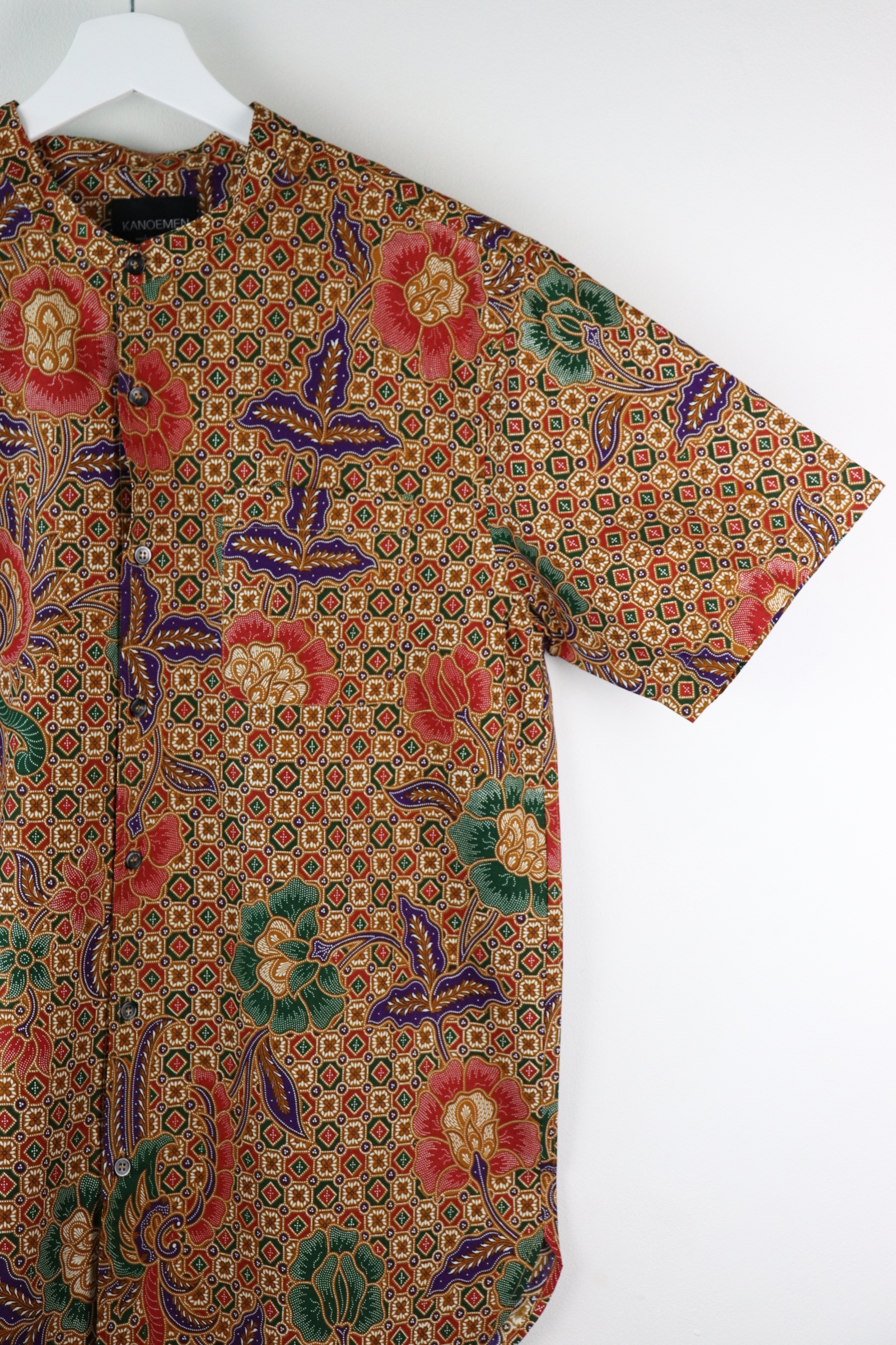 KANOEMEN Stand Collar Batik Shirt - Dawn (Purple) (XL)