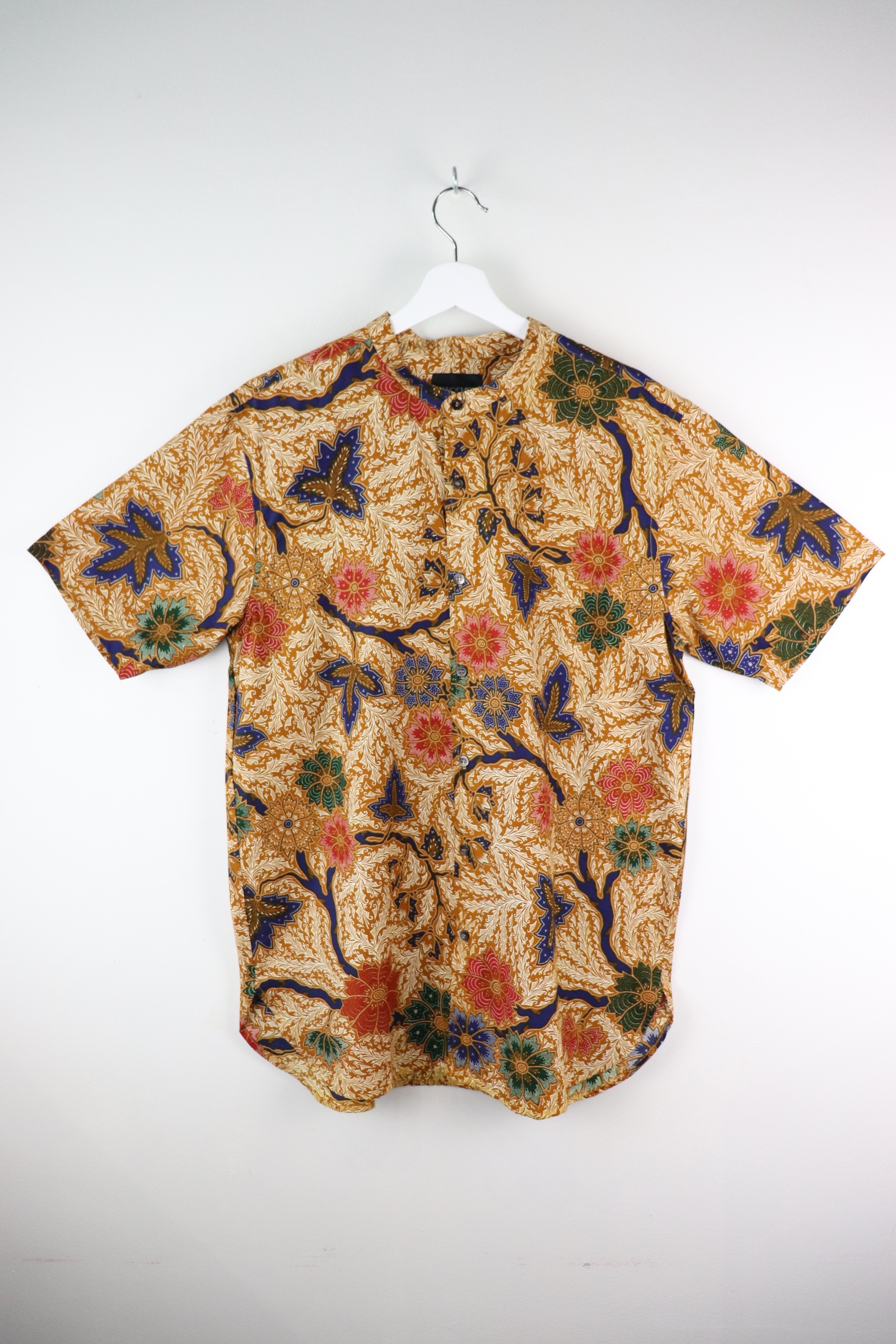 KANOEMEN Stand Collar Batik Shirt - Autumnson (Blue) (XL)