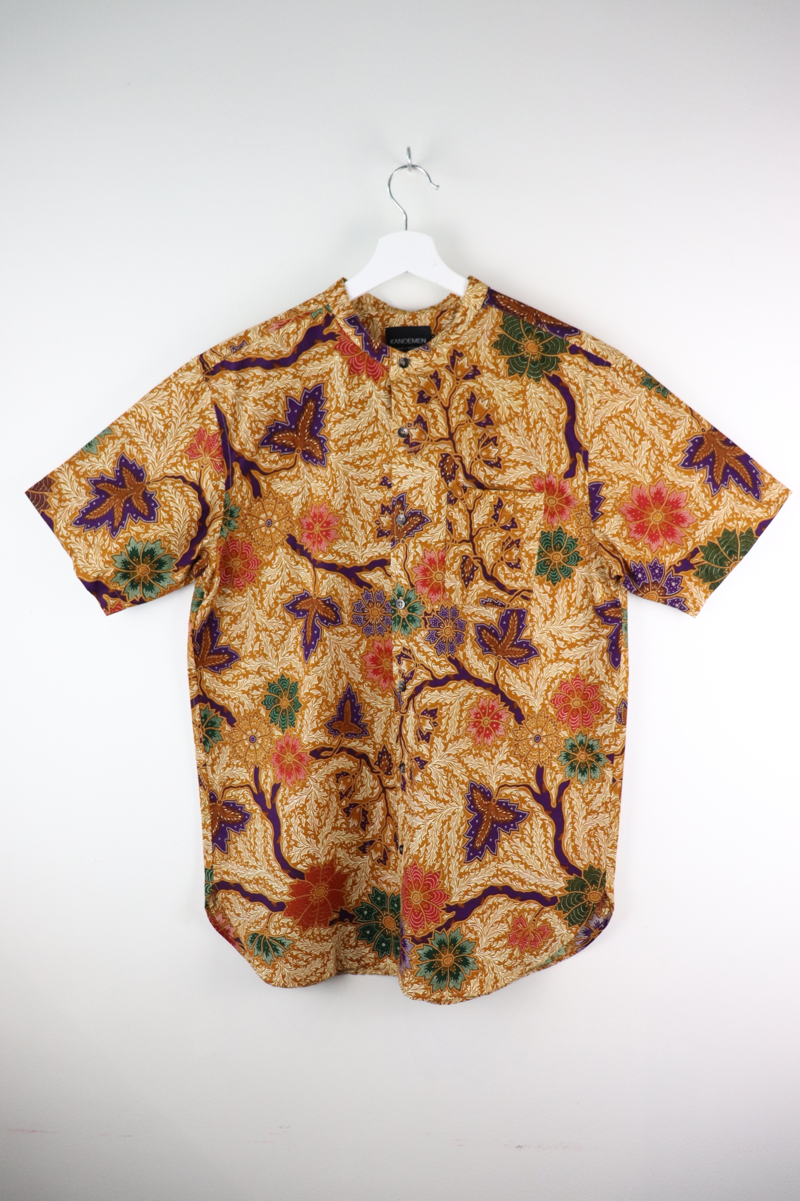 KANOEMEN Stand Collar Batik Shirt - Autumnson (Purple) (XL)