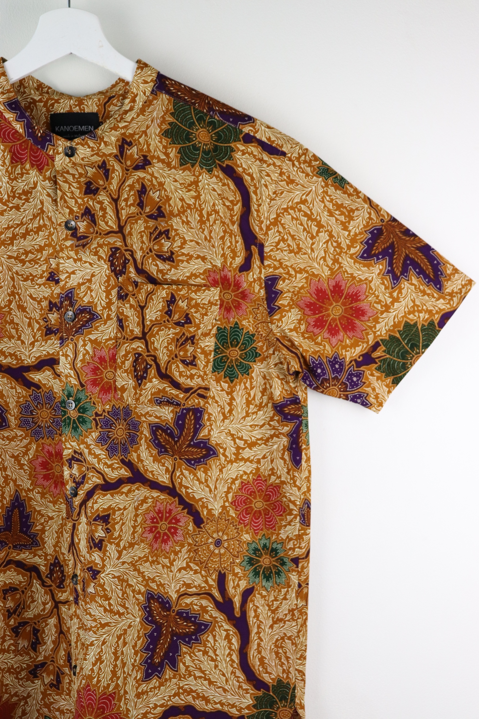 KANOEMEN Stand Collar Batik Shirt - Autumnson (Purple) (XL)