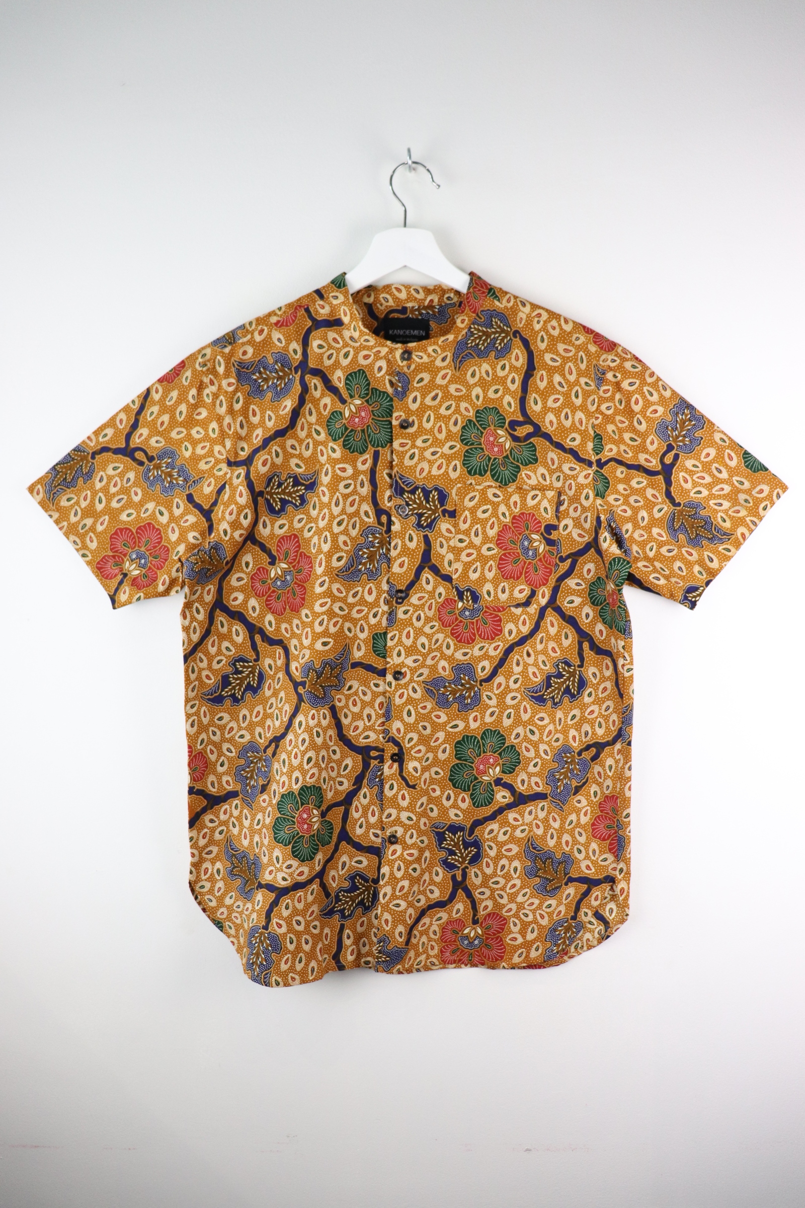 KANOEMEN Stand Collar Batik Shirt - Windson (Dark Blue) (XL)