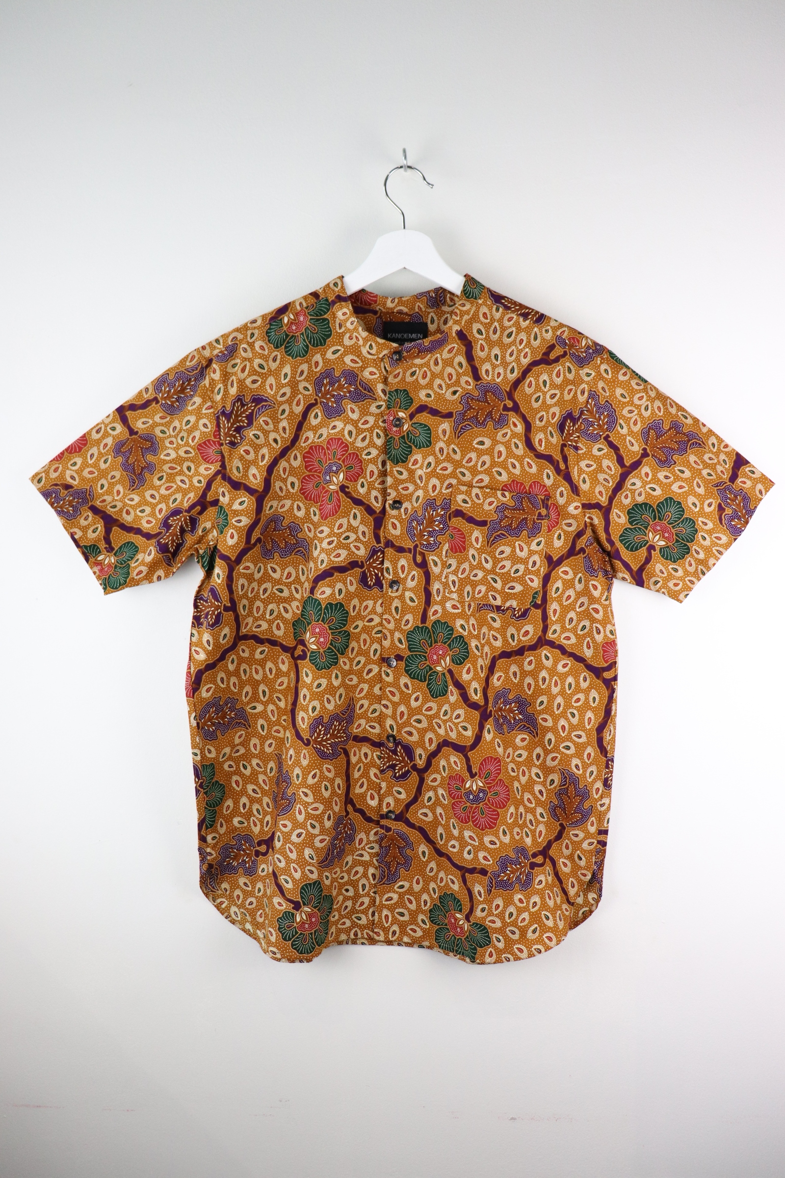 KANOEMEN Stand Collar Batik Shirt - Windson (Purple) (XL)