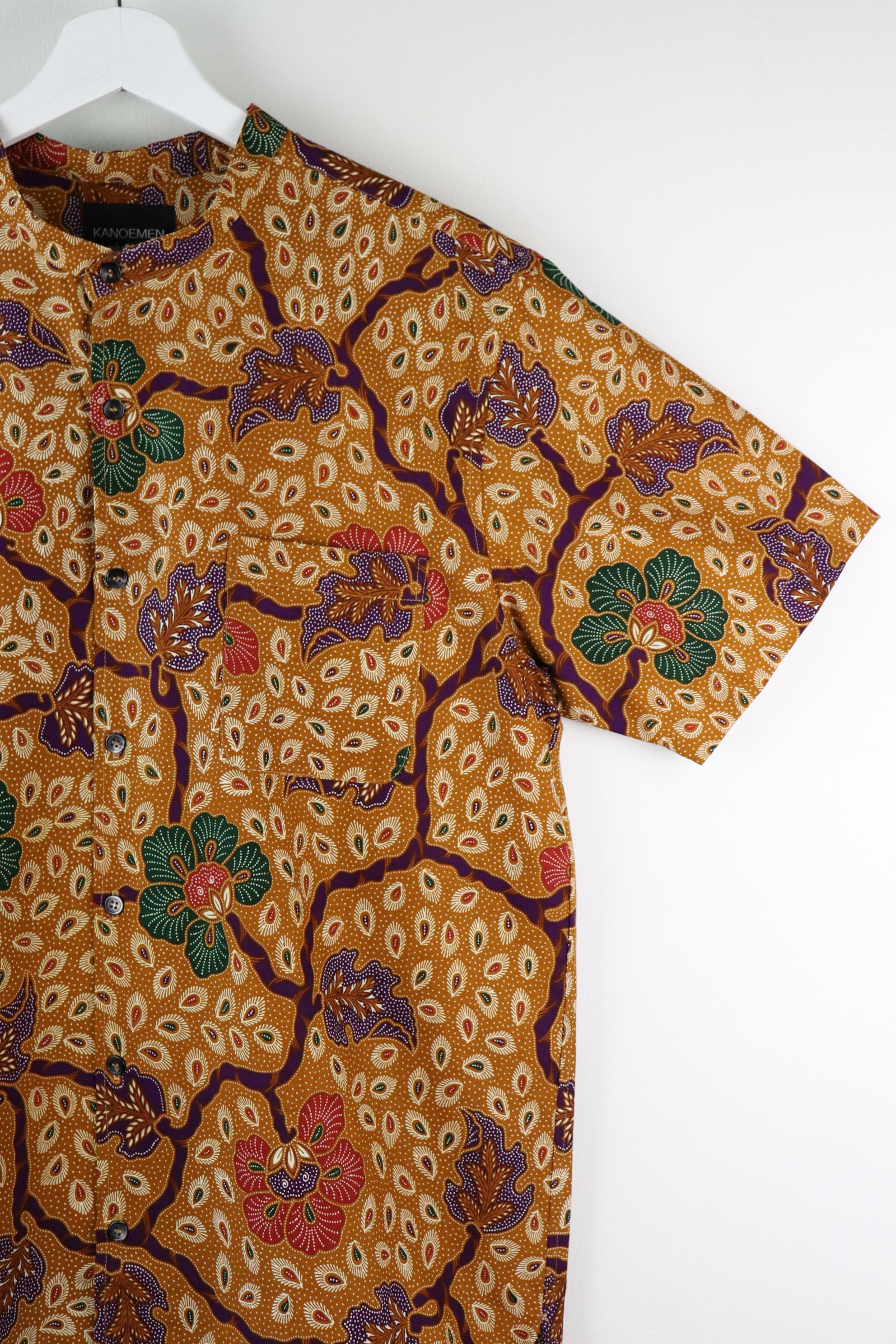 KANOEMEN Stand Collar Batik Shirt - Windson (Purple) (XL)