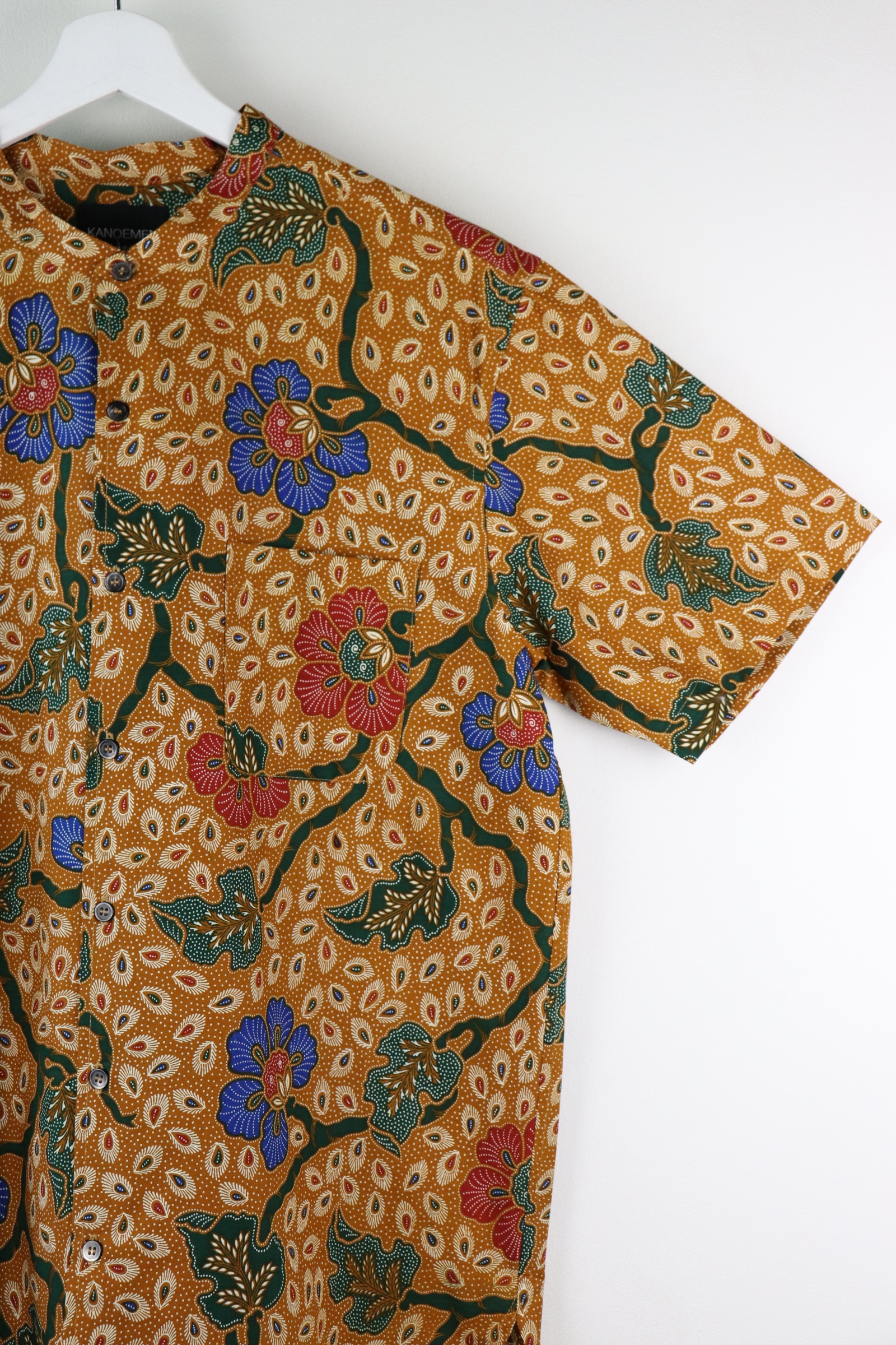 KANOEMEN Stand Collar Batik Shirt - Windson (Green) (XL)