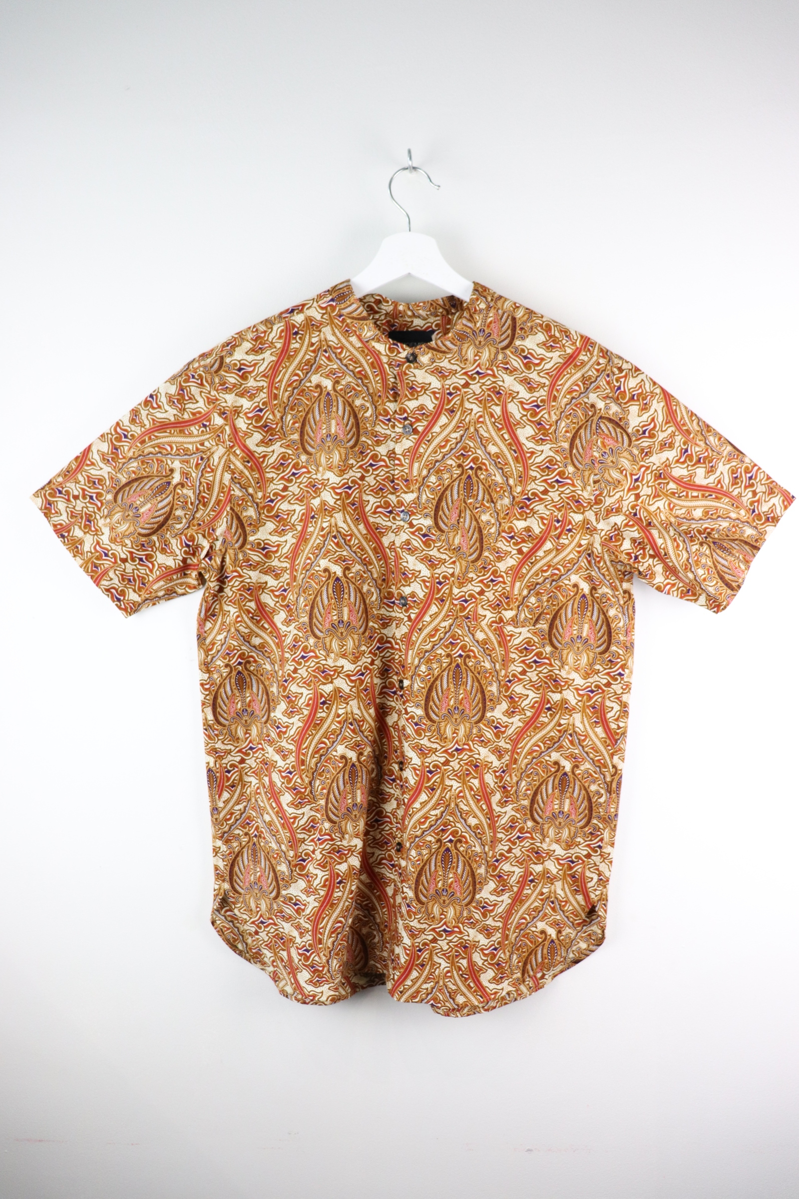 KANOEMEN Stand Collar Batik Shirt - Waves (Purple) 