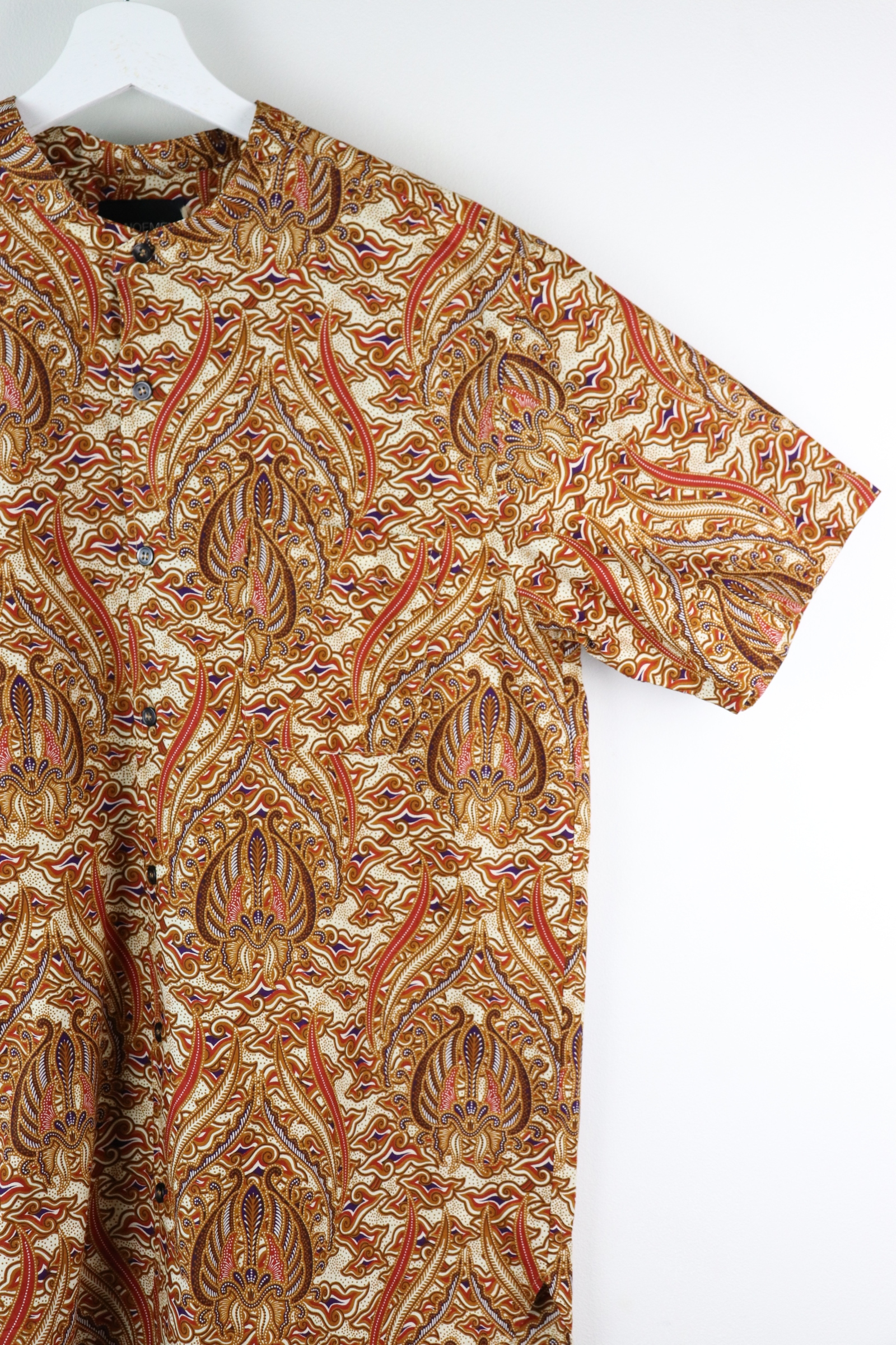 KANOEMEN Stand Collar Batik Shirt - Waves (Purple) 