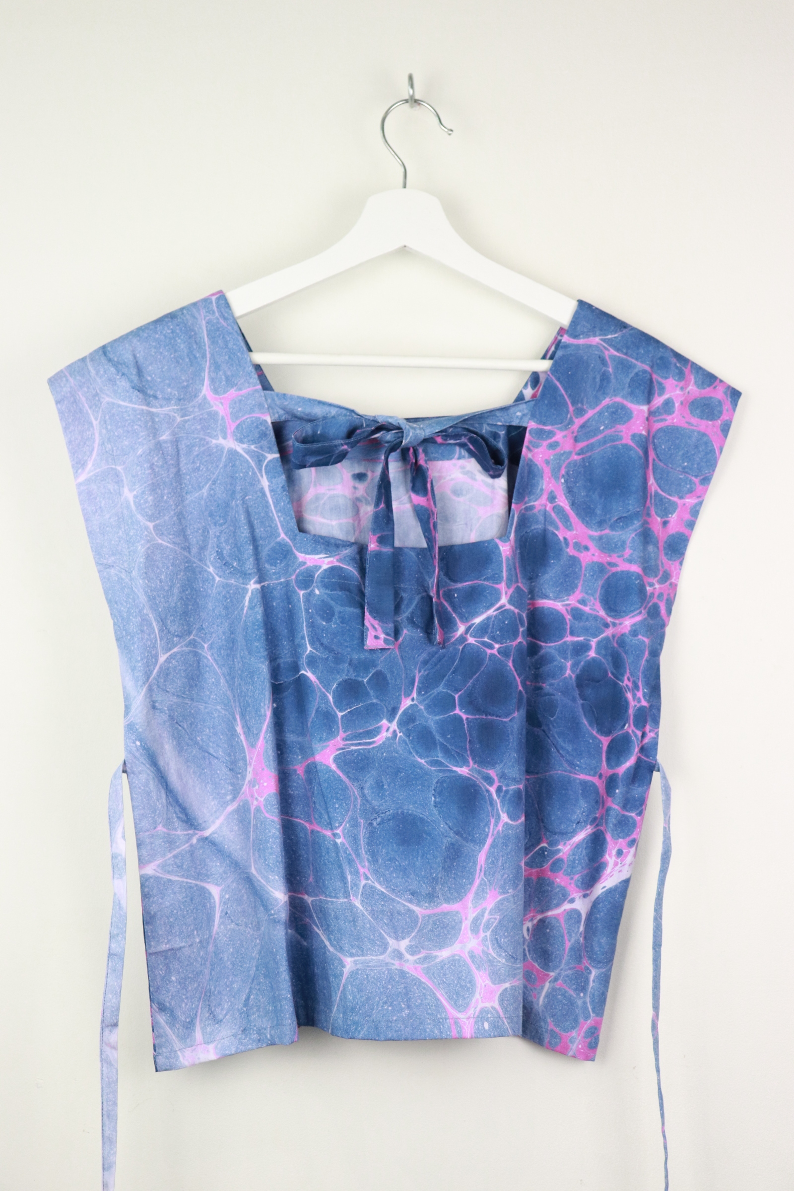 BrunchDate Boxy Batik Top - Blue Coral ( Hand Marbled )