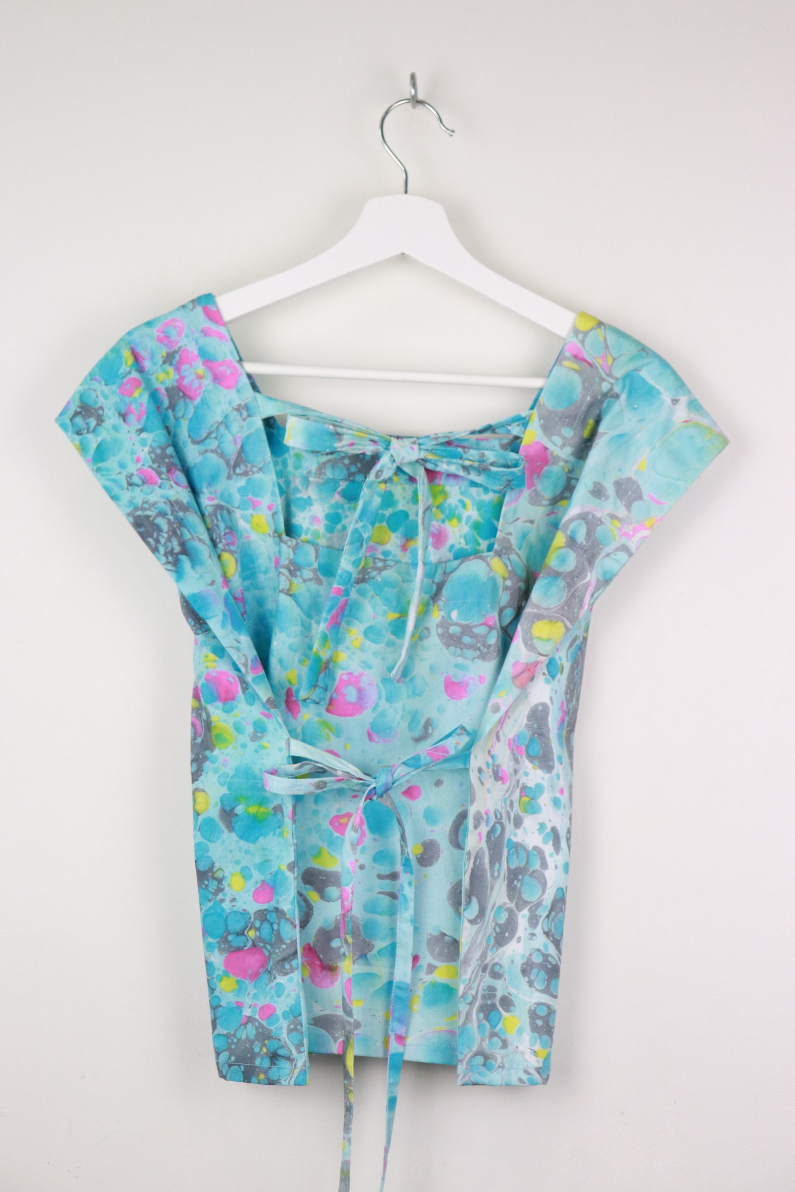 BrunchDate Boxy Batik Top - Blue Lagoon ( Hand Marbled )