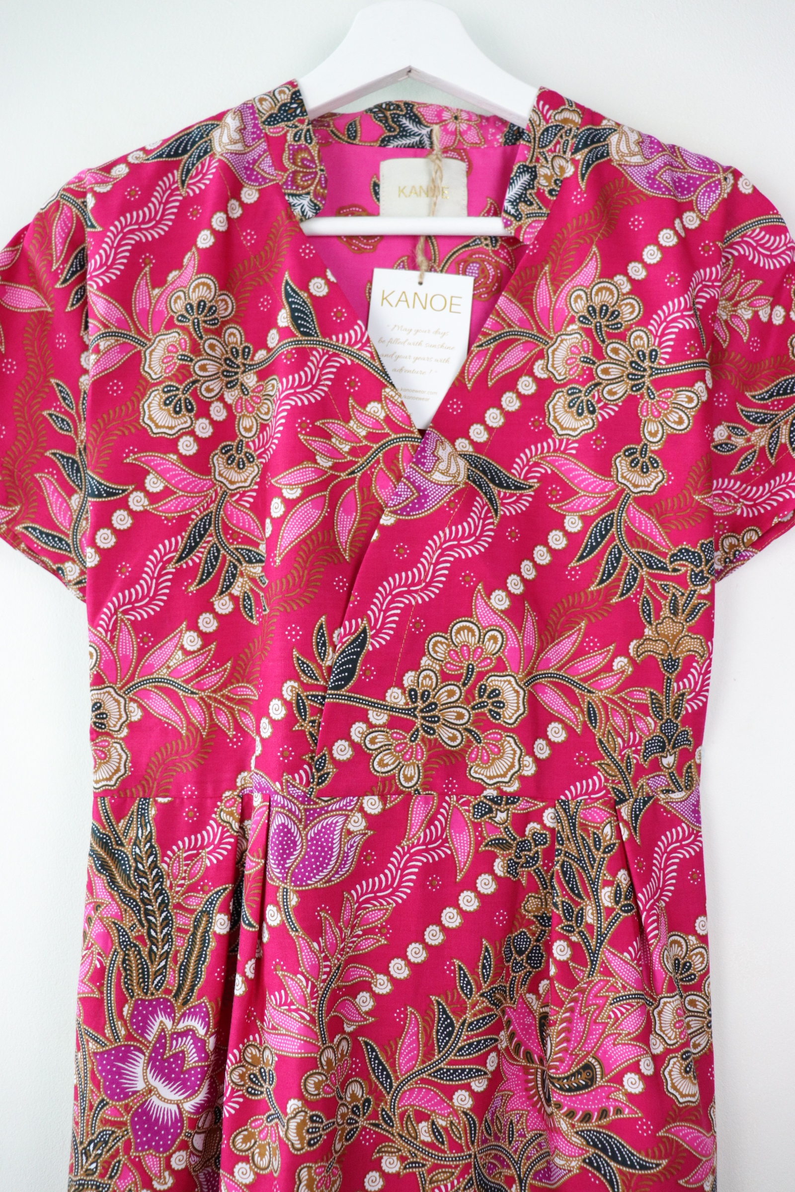 Kimono wrap dress w/ mandarin collar - Wáwá (Fuchsia Pink)