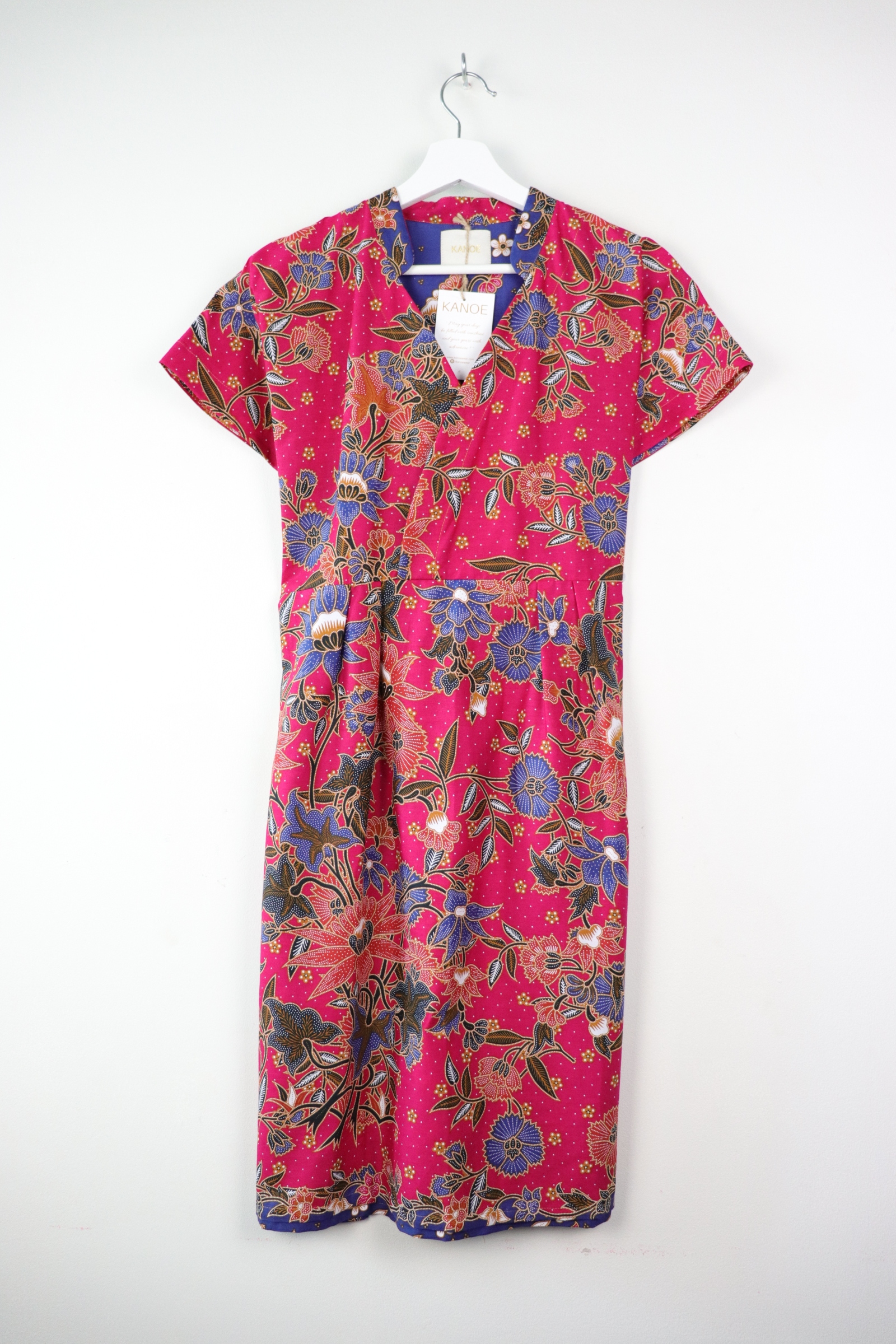 Kimono wrap dress w/ mandarin collar - Flourish (Fucshia Pink)