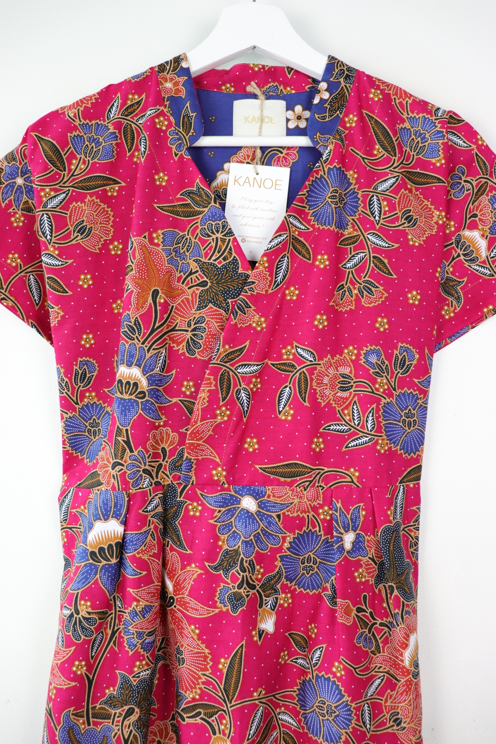 Kimono wrap dress w/ mandarin collar - Flourish (Fucshia Pink)