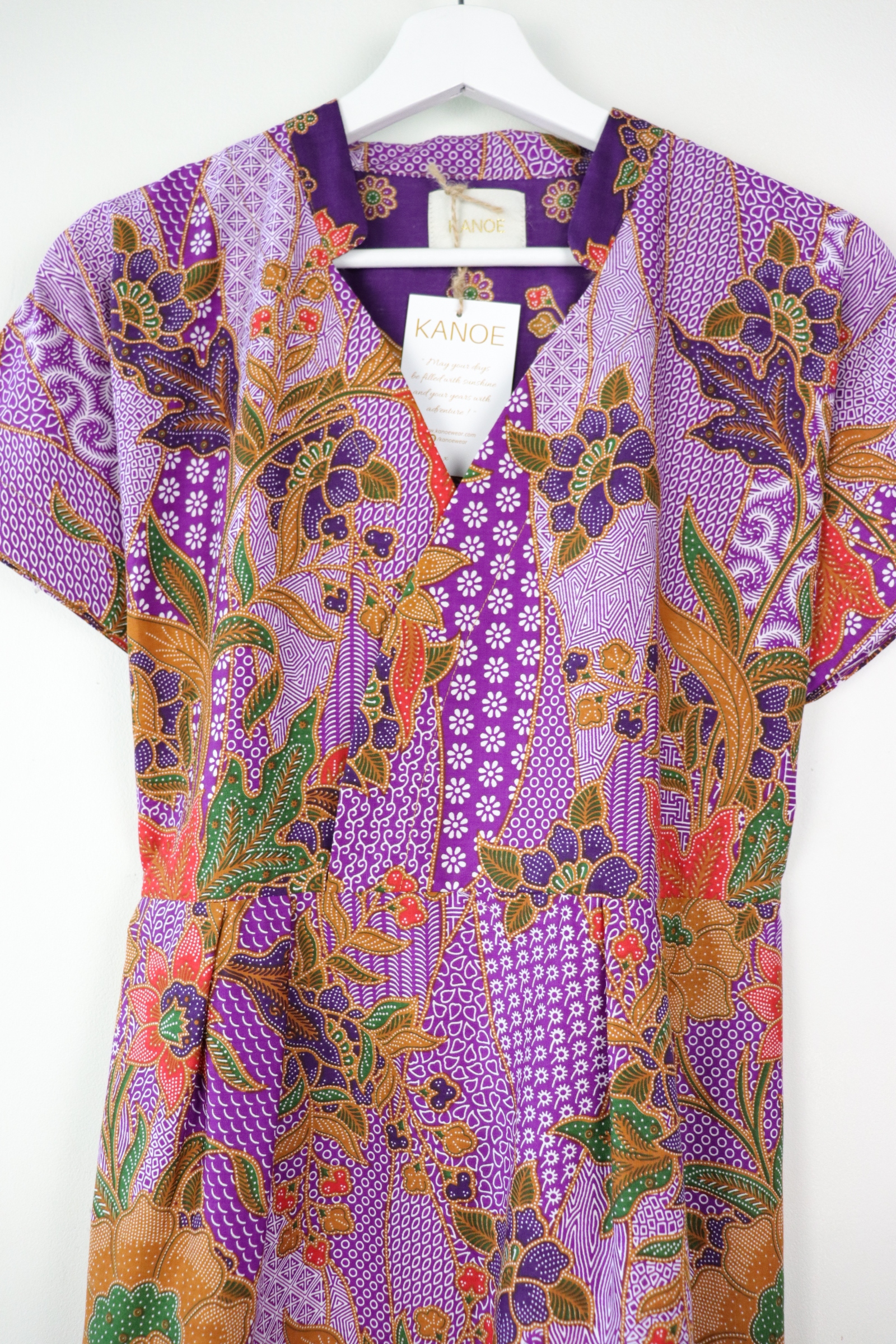 Kimono wrap dress w/ mandarin collar - Murasaki