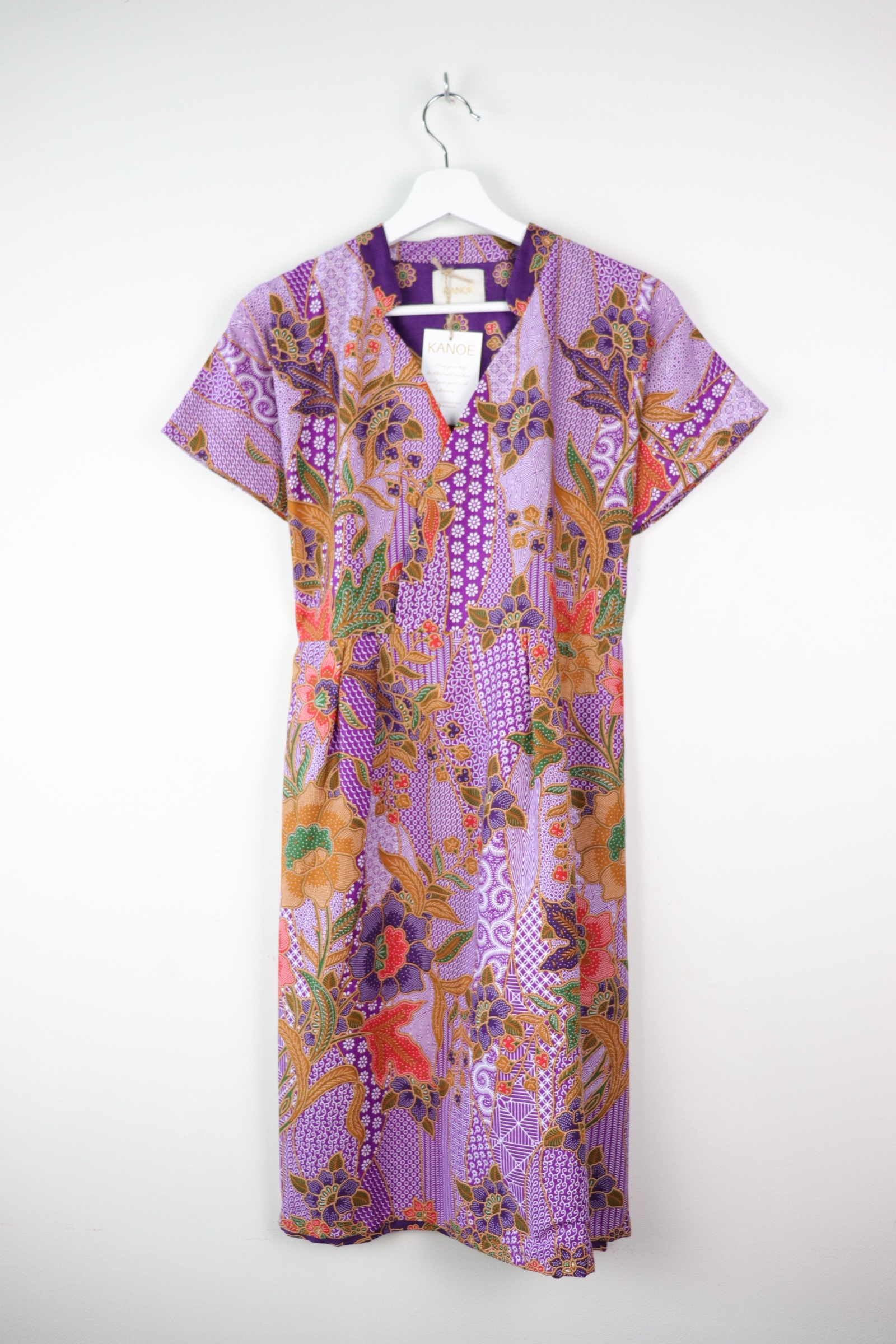 Kimono wrap dress w/ mandarin collar - Murasaki