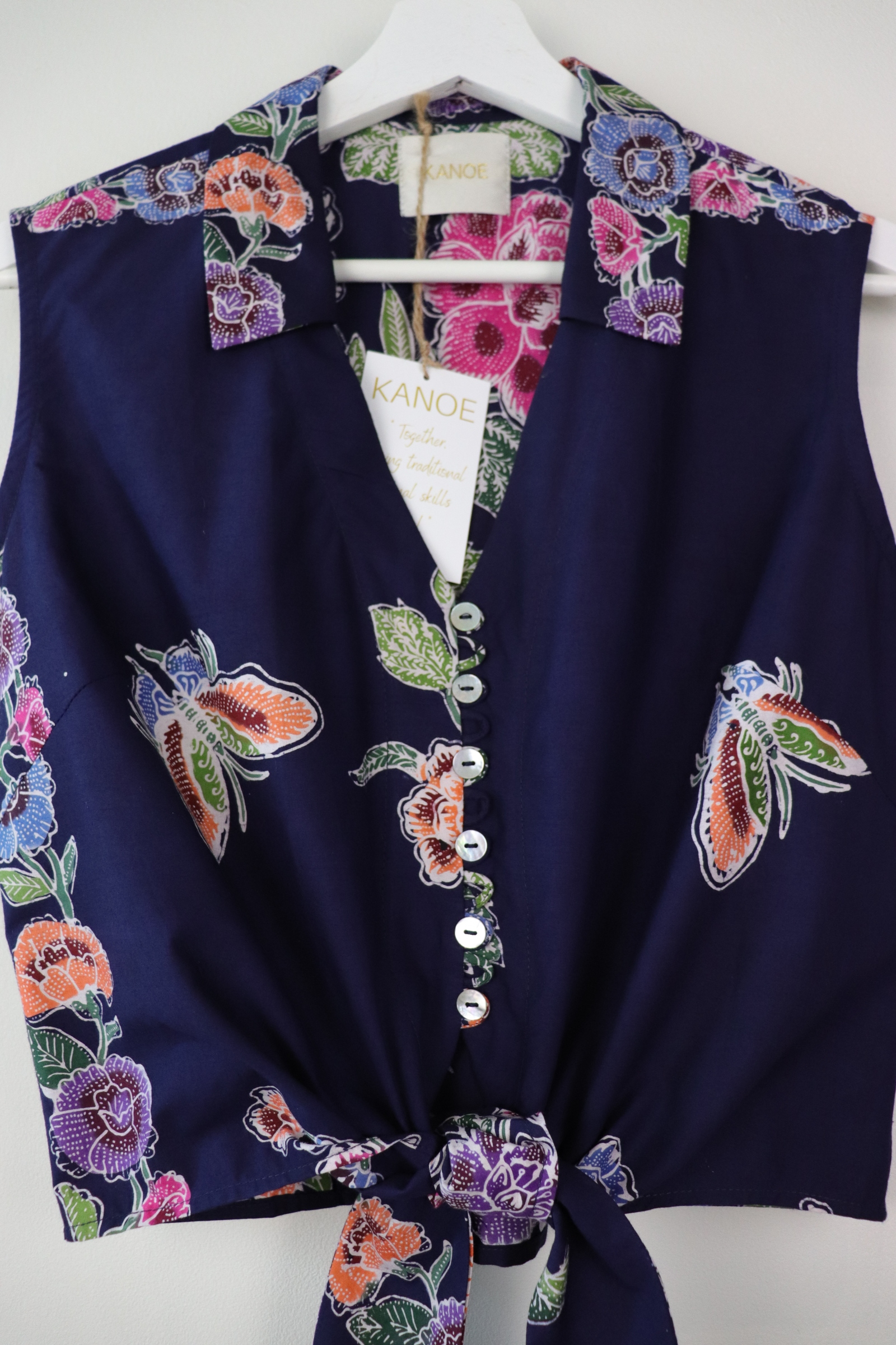 KANOE Classic Vintage Top - Polū (Deep blue) ( Handstamped Batik )