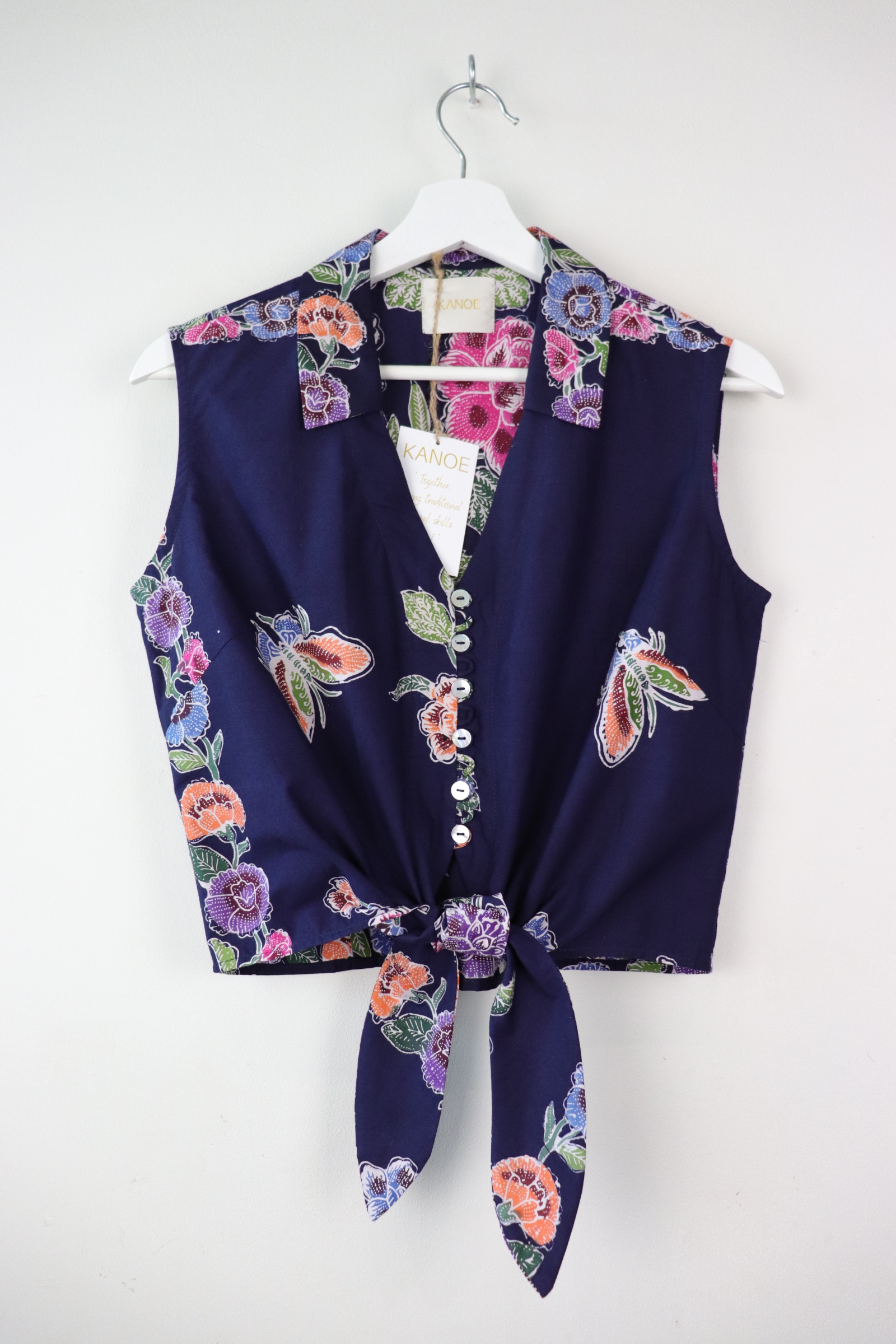 KANOE Classic Vintage Top - Polū (Deep blue) ( Handstamped Batik )
