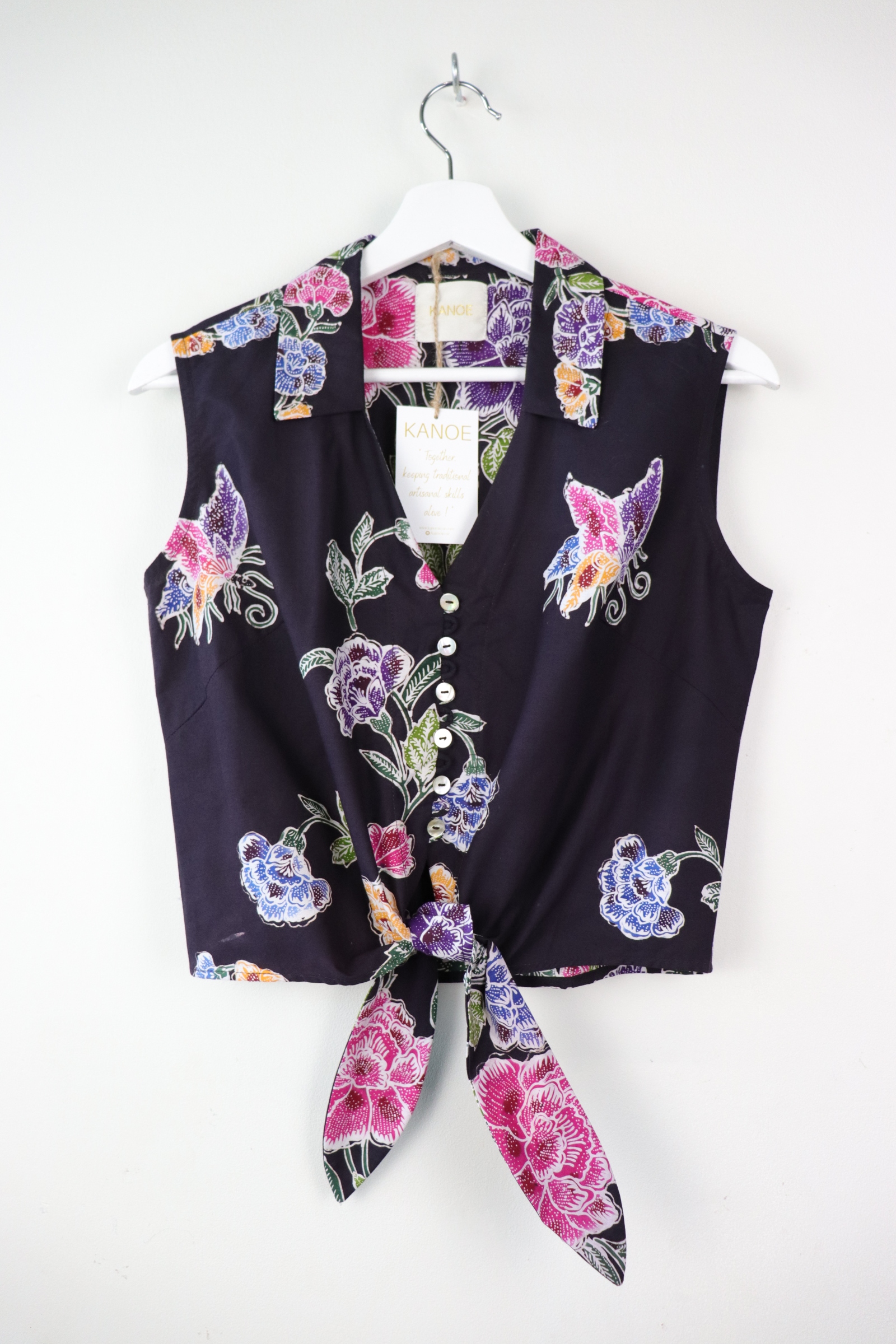 KANOE Classic Vintage Top - Noir (Black) ( Handstamped Batik )