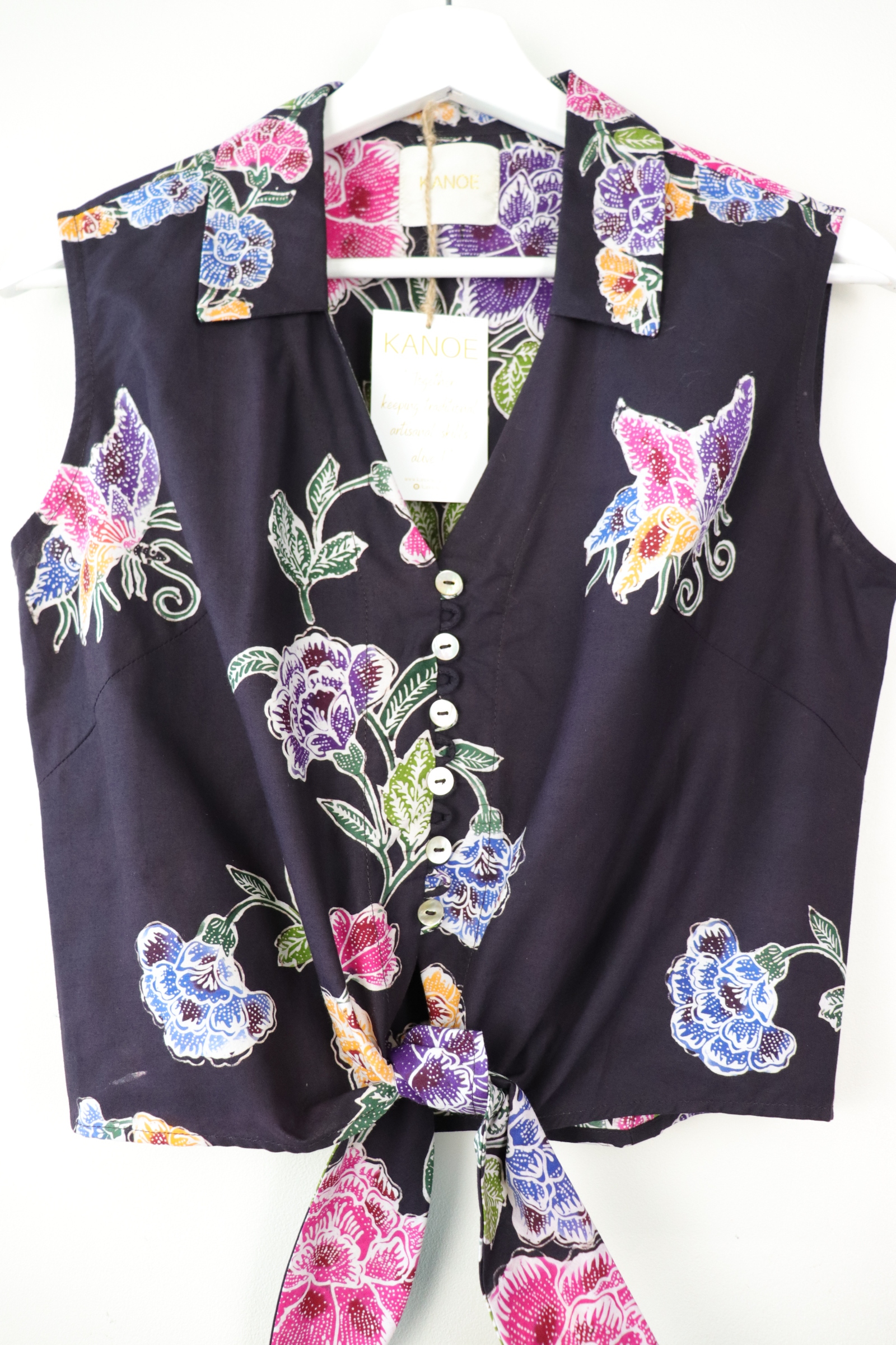 KANOE Classic Vintage Top - Noir (Black) ( Handstamped Batik )