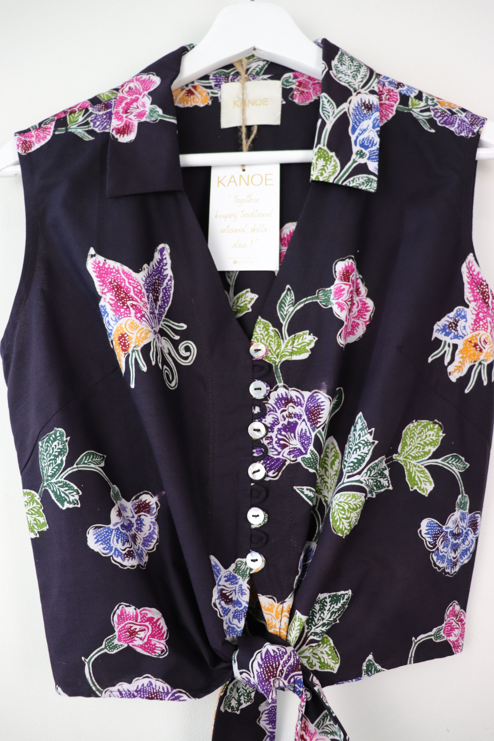 KANOE Classic Vintage Top - Hitam (Black) ( Handstamped Batik )