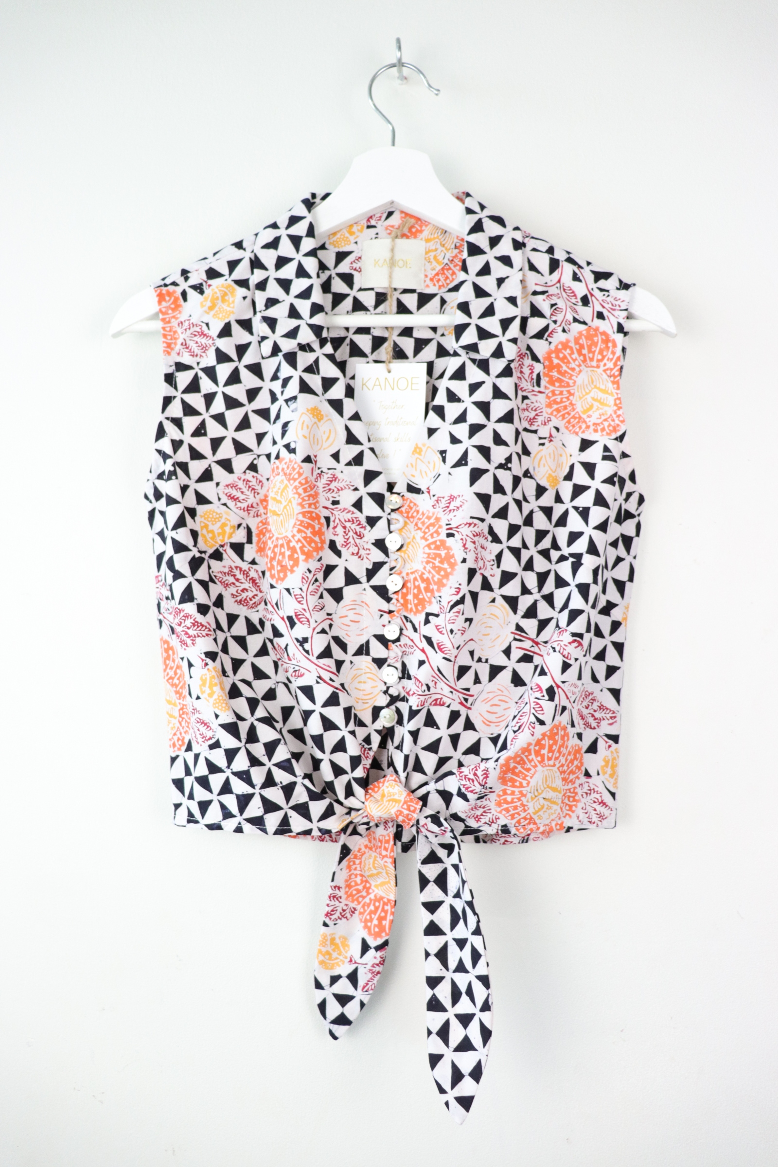 KANOE Classic Vintage Top - Black Tiles ( Handstamped Batik )