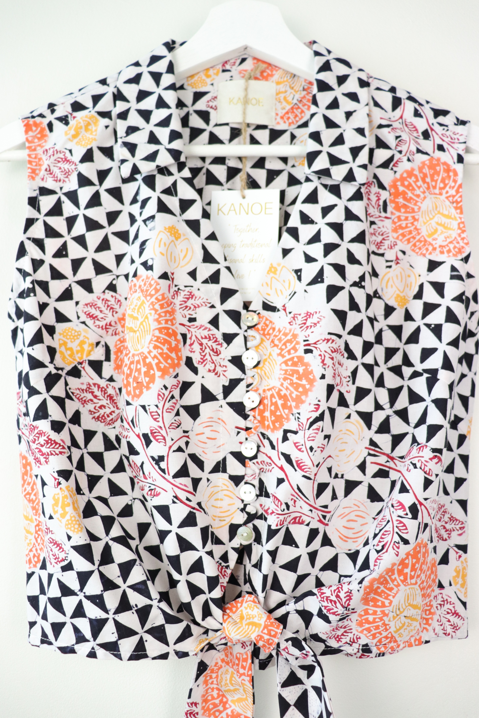KANOE Classic Vintage Top - Black Tiles ( Handstamped Batik )
