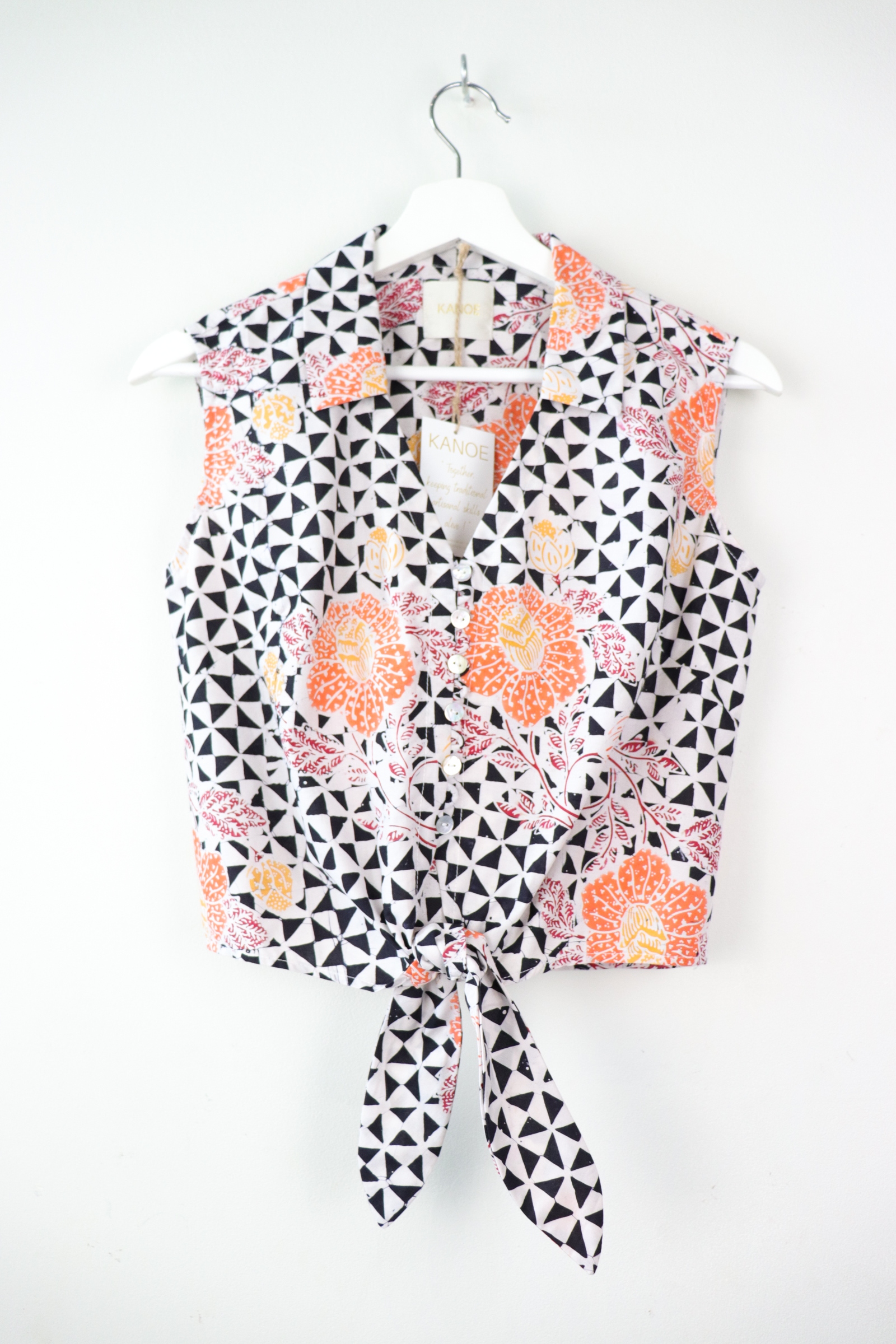 KANOE Classic Vintage Top - White Tiles ( Handstamped Batik )