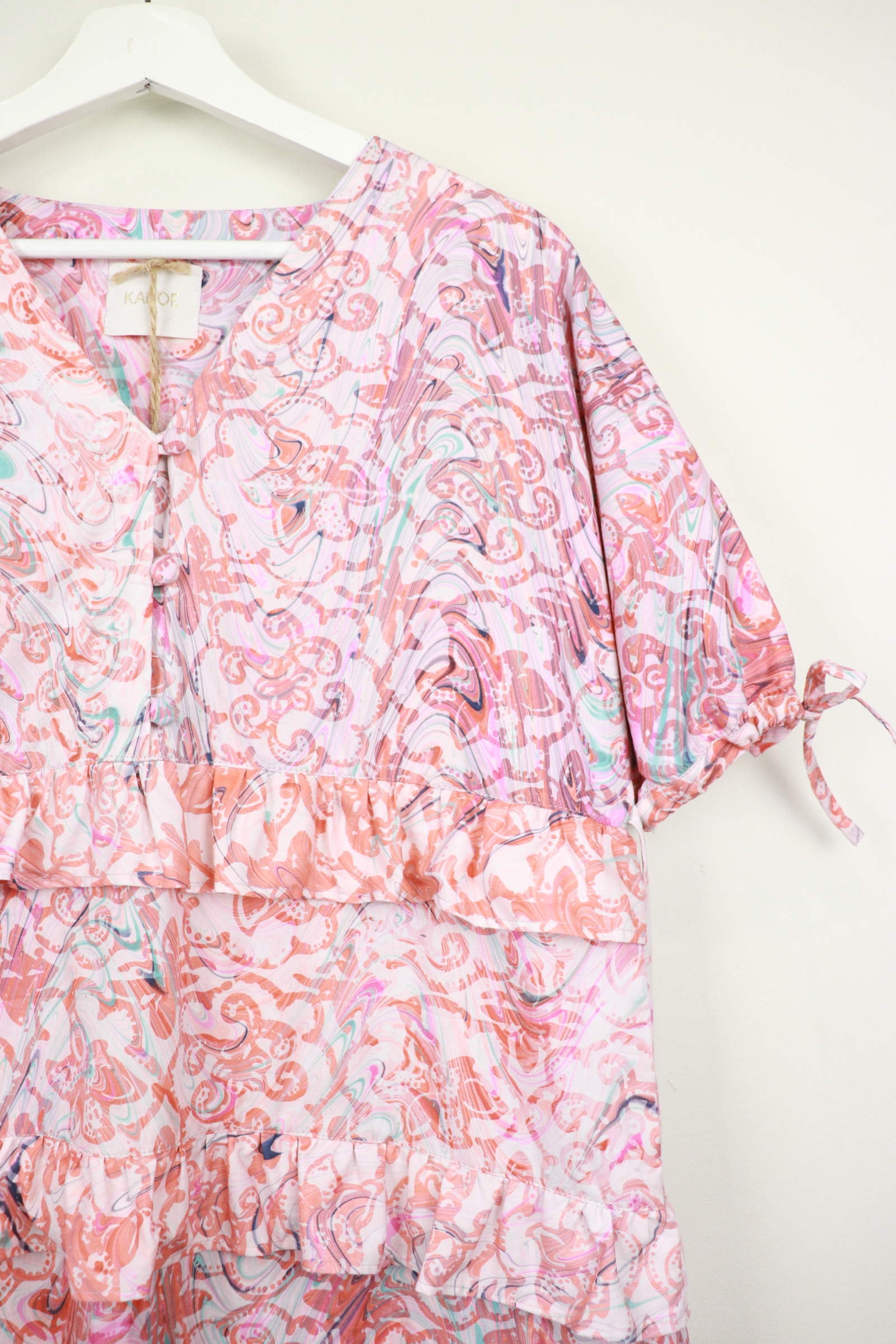 Handmade Batik Frill Dress - Peonies