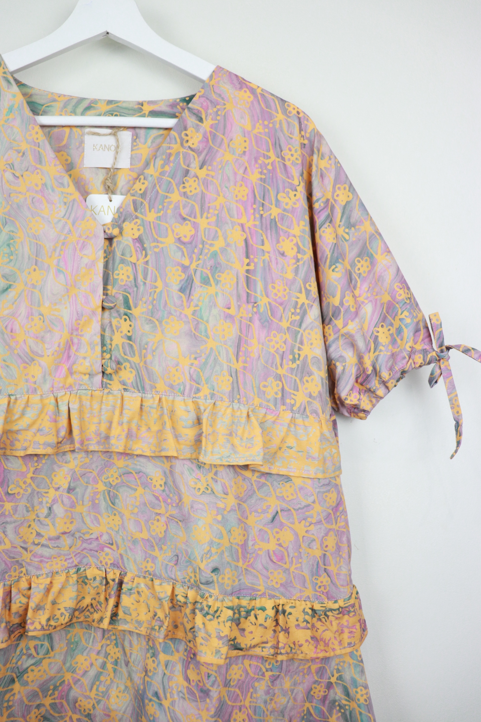 Handmade Batik Frill Dress - Carnations