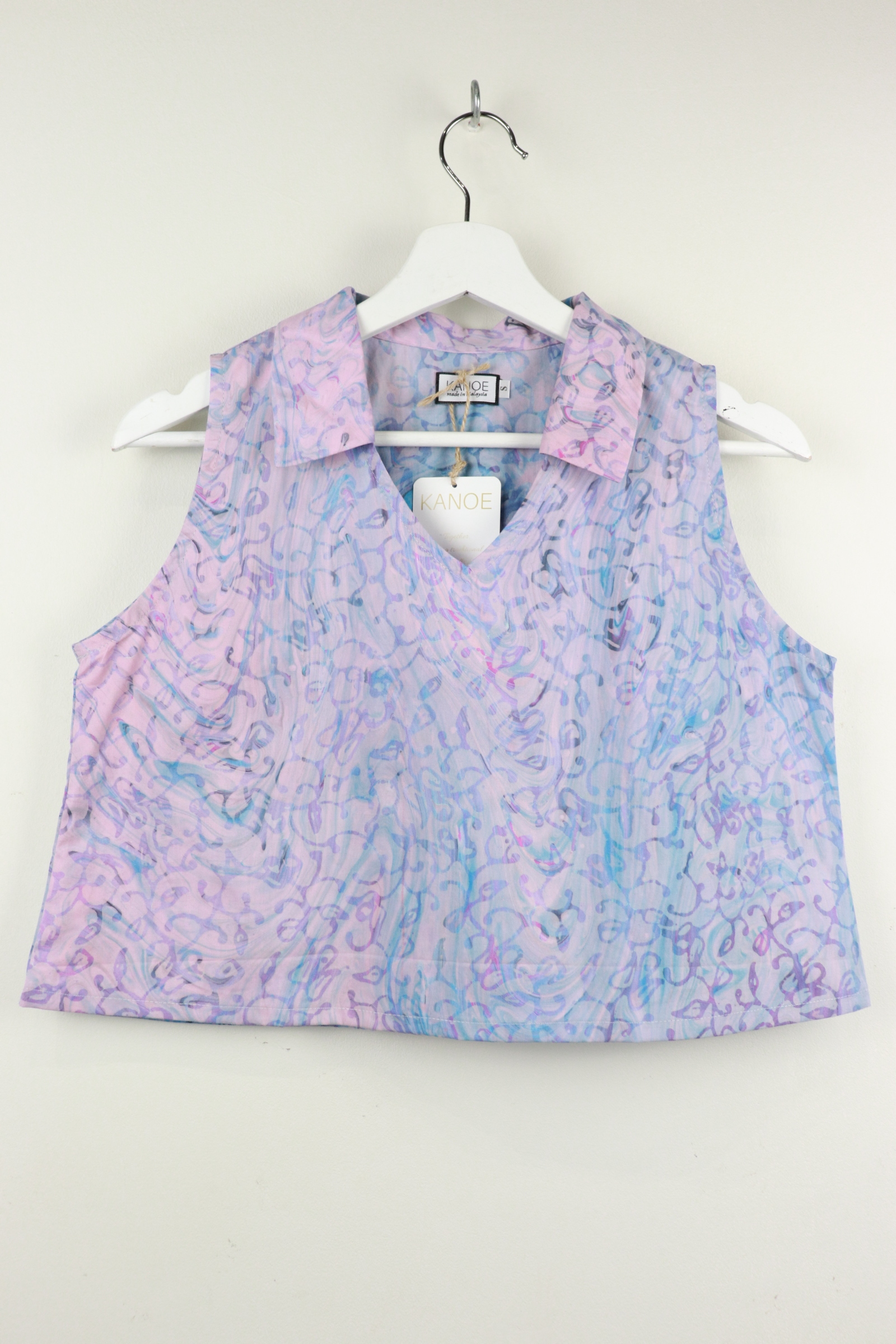 Collared V-neck Batik Top - Dahlia [Handmade Batik]