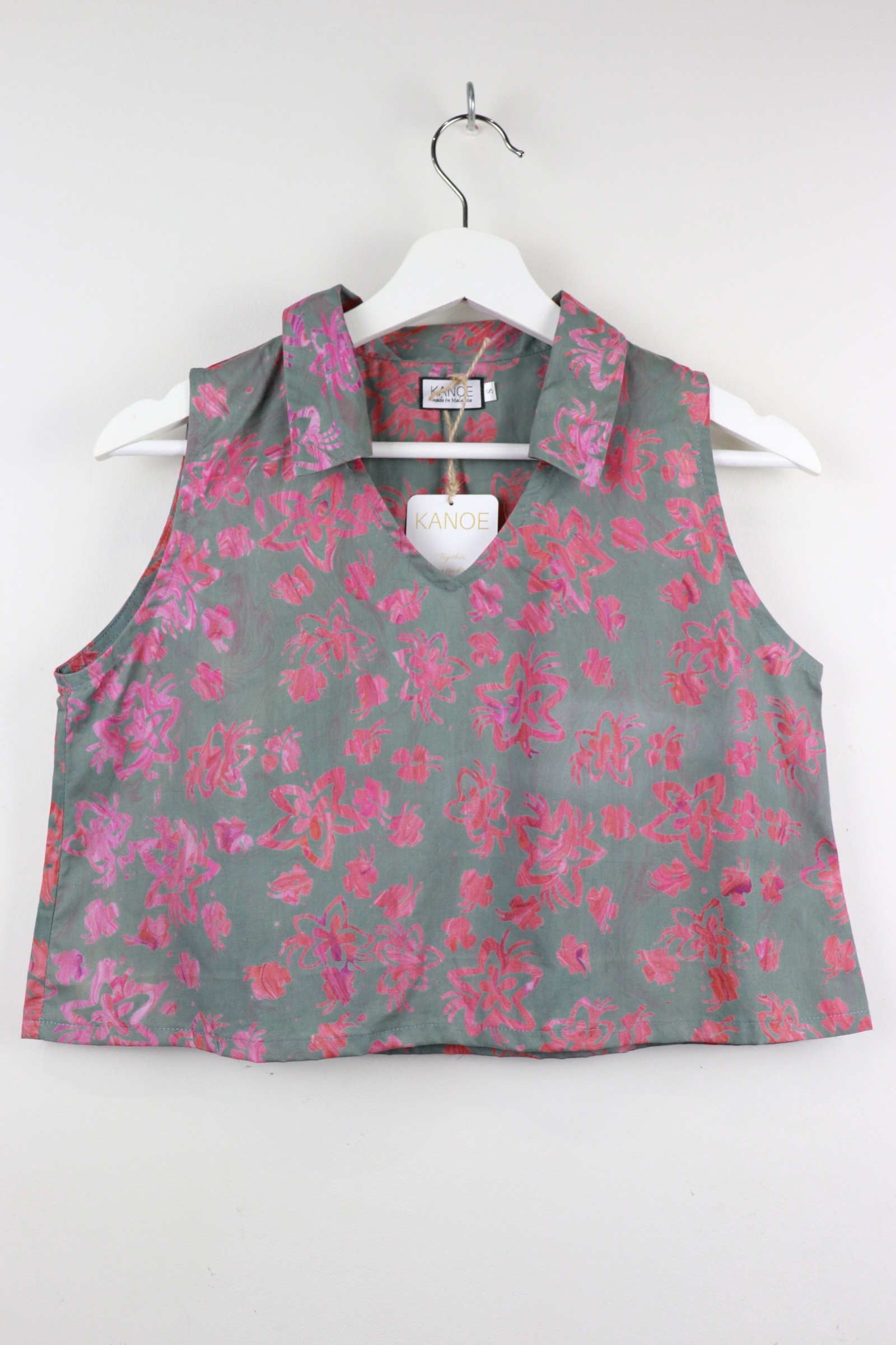 Collared V-neck Batik Top - Rowan [Handmade Batik]