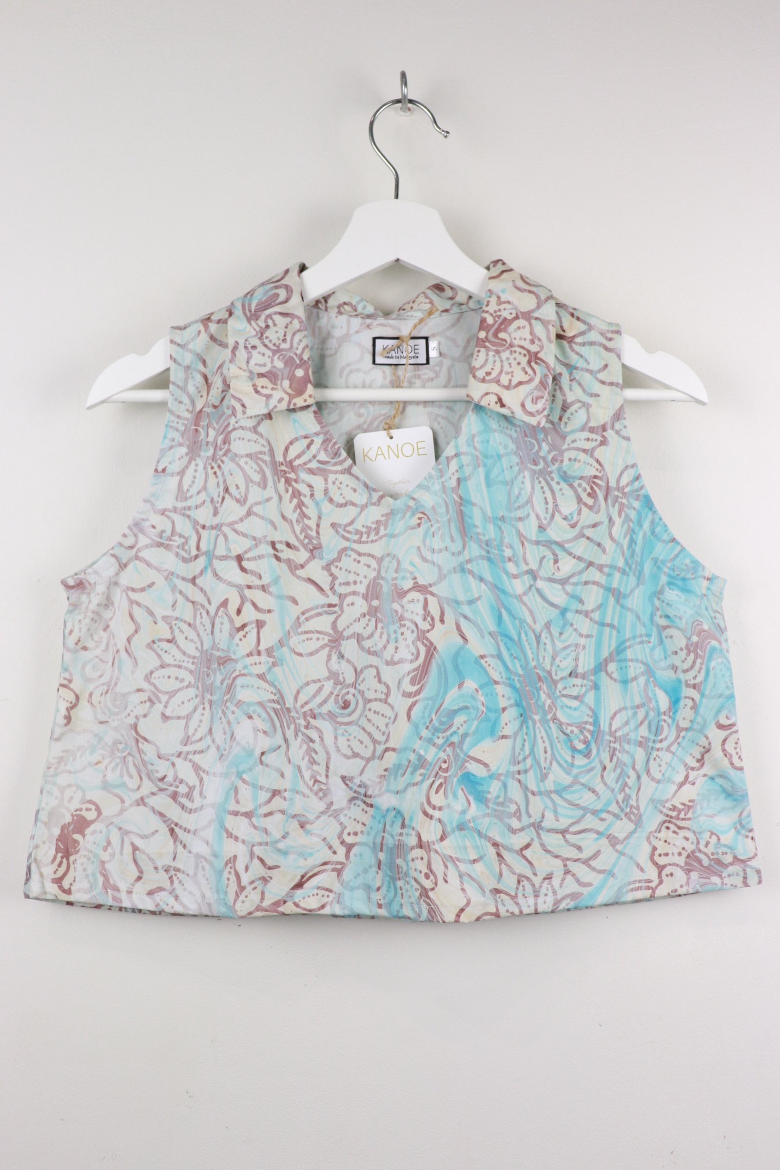 Collared V-neck Batik Top - Skye [Handmade Batik]