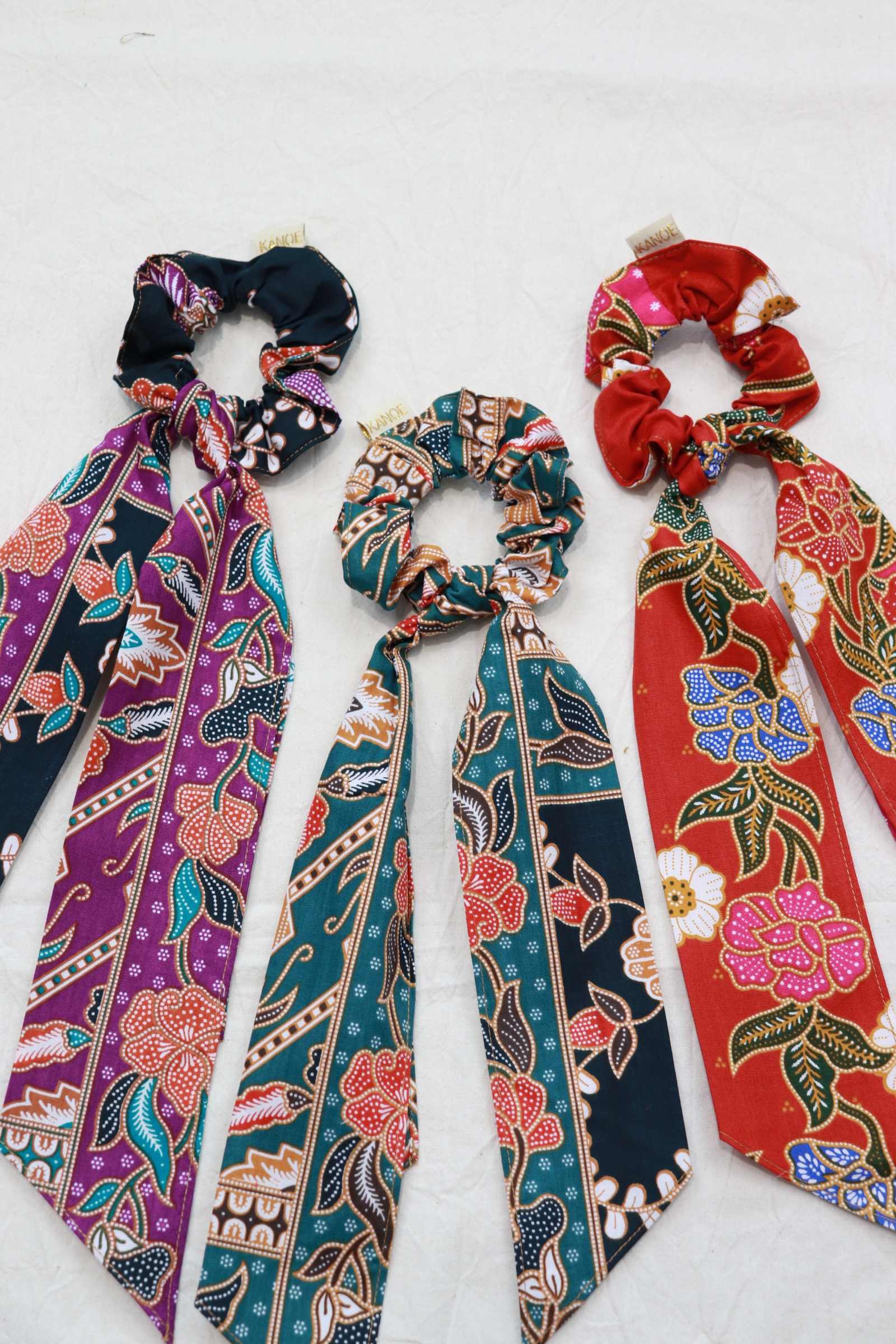 Batik Scrunchie w/ Ribbon [Set of 3] - Melany