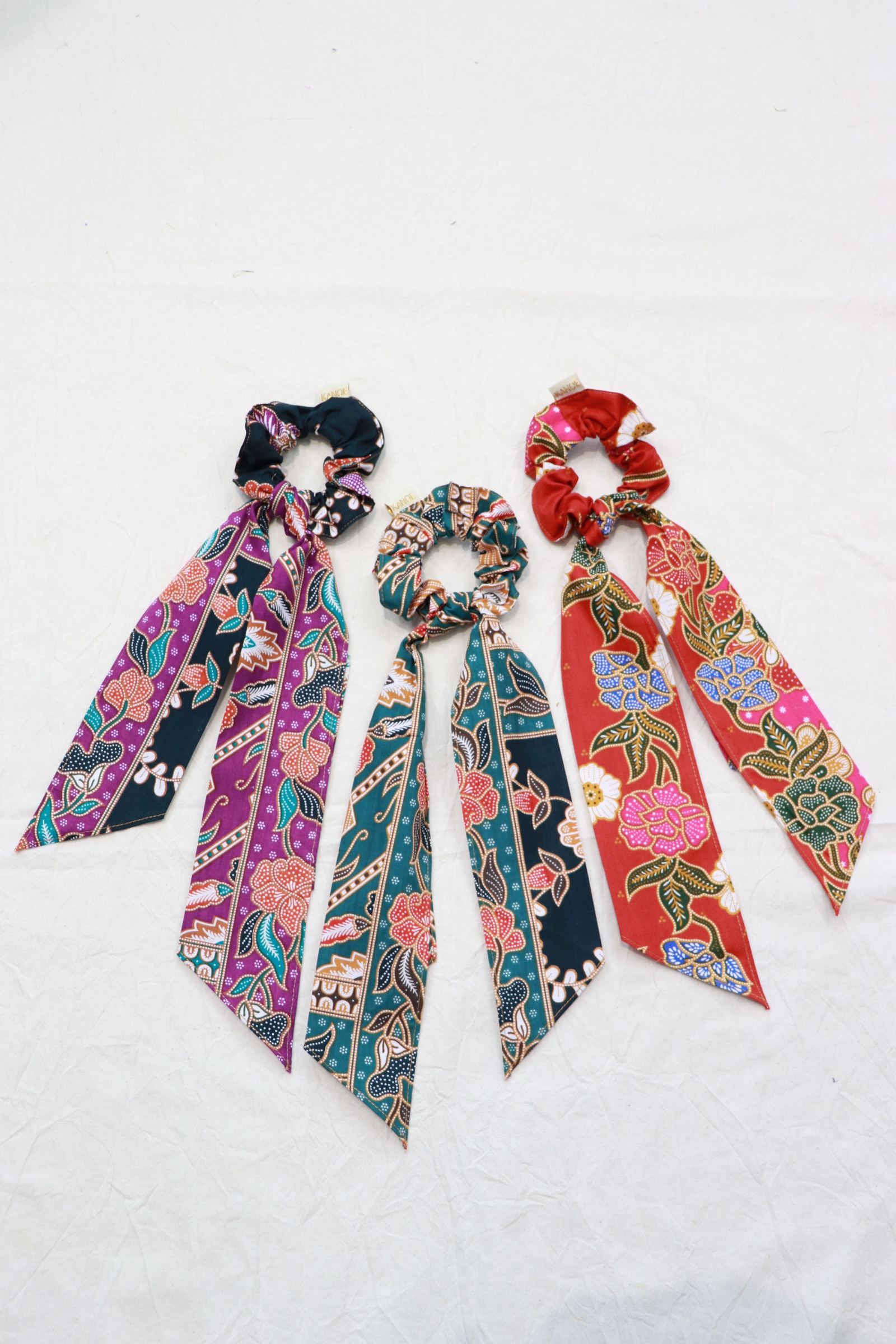 Batik Scrunchie w/ Ribbon [Set of 3] - Melany