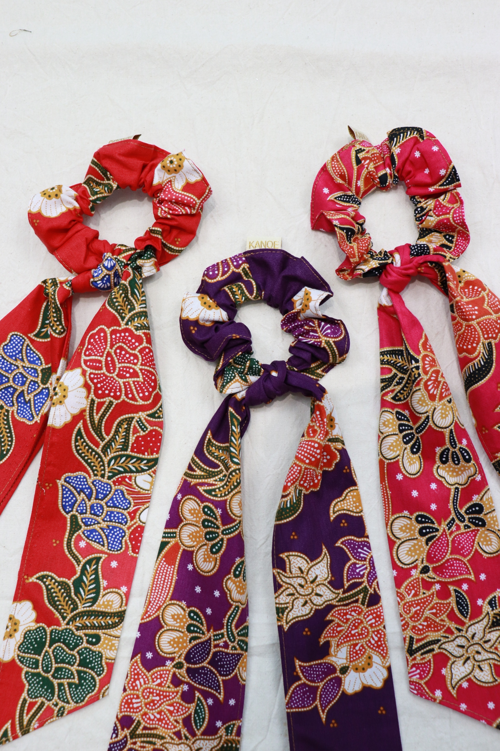 Batik Scrunchie w/ Ribbon [Set of 3] - Rosalee