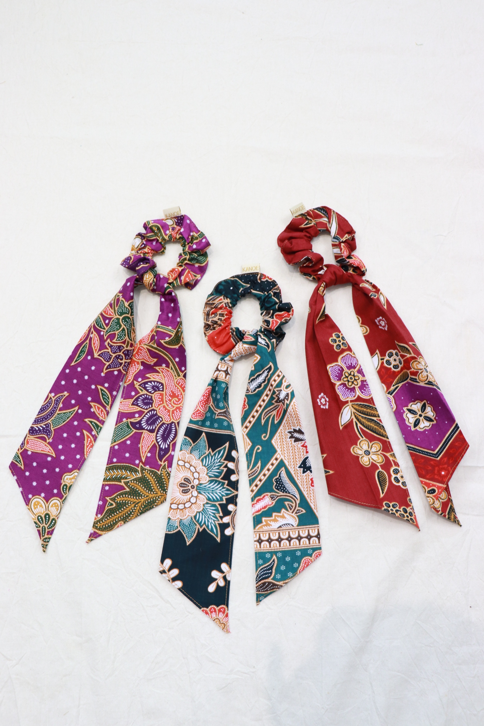 Batik Scrunchie w/ Ribbon [Set of 3] - Zoya