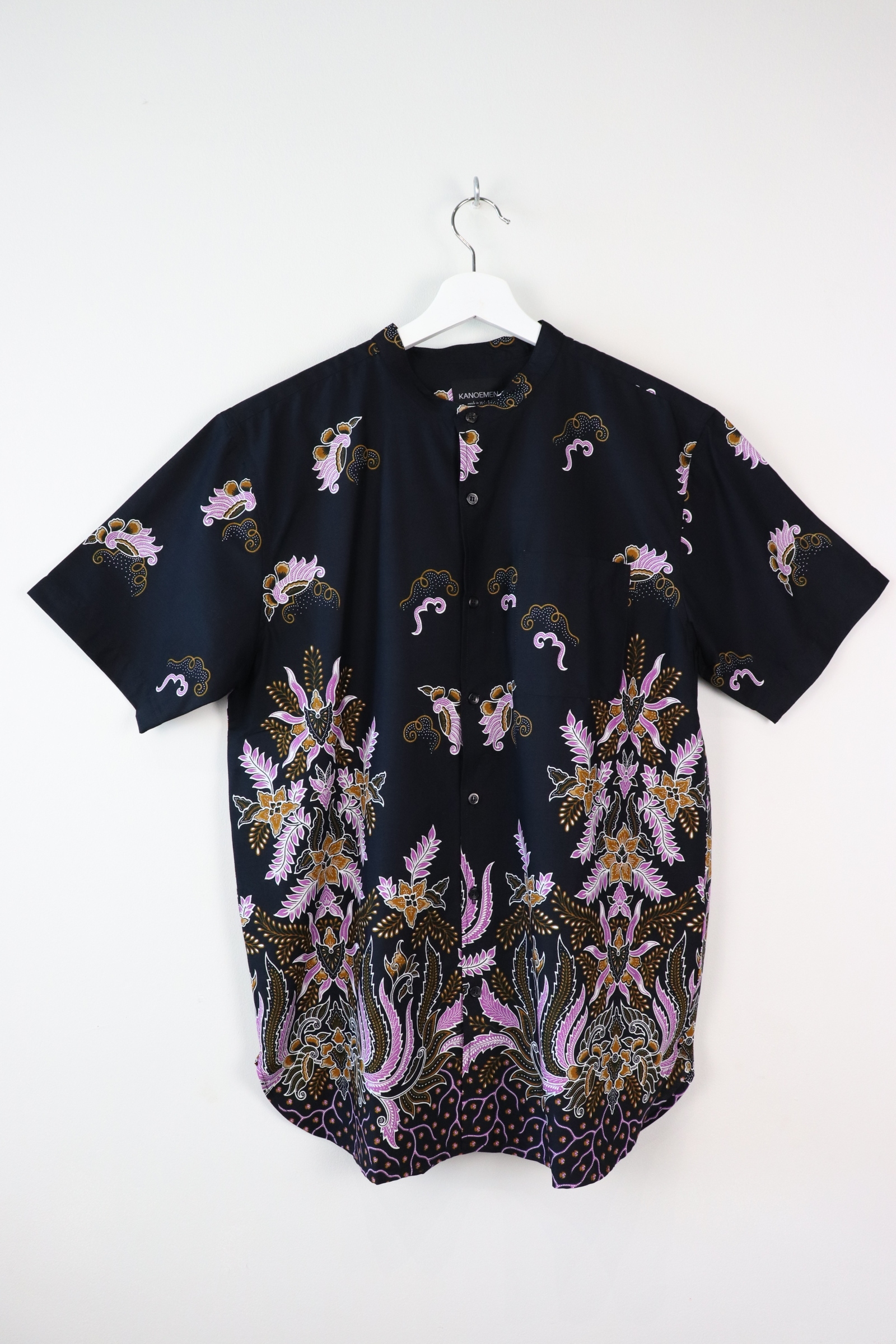 KANOEMEN Stand Collar Batik Shirt - Bacardi (Purple) (M)