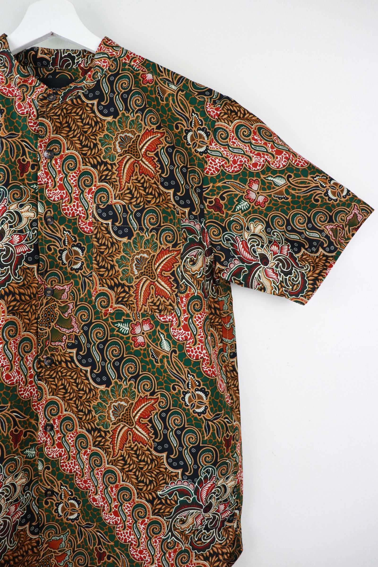 KANOEMEN Stand Collar Batik Shirt - Valen (Black) (S)