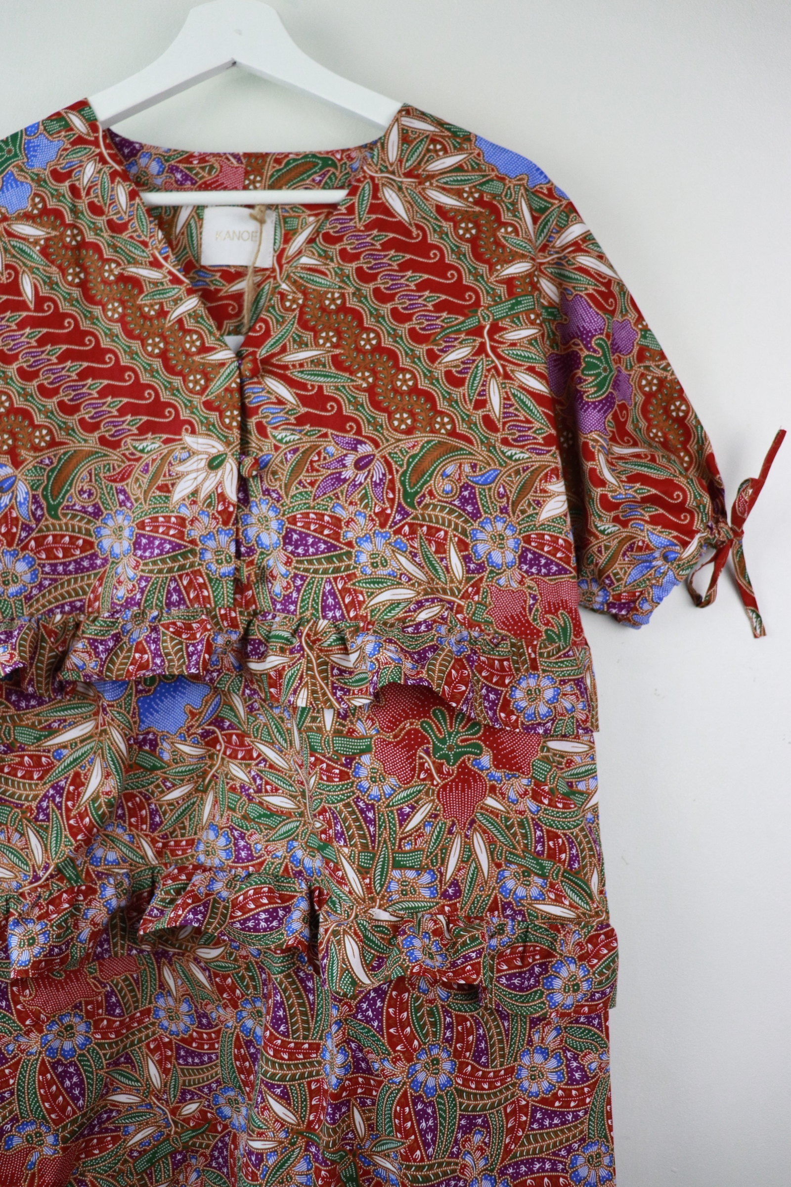 Batik Frill Dress - Dianthus (Red)
