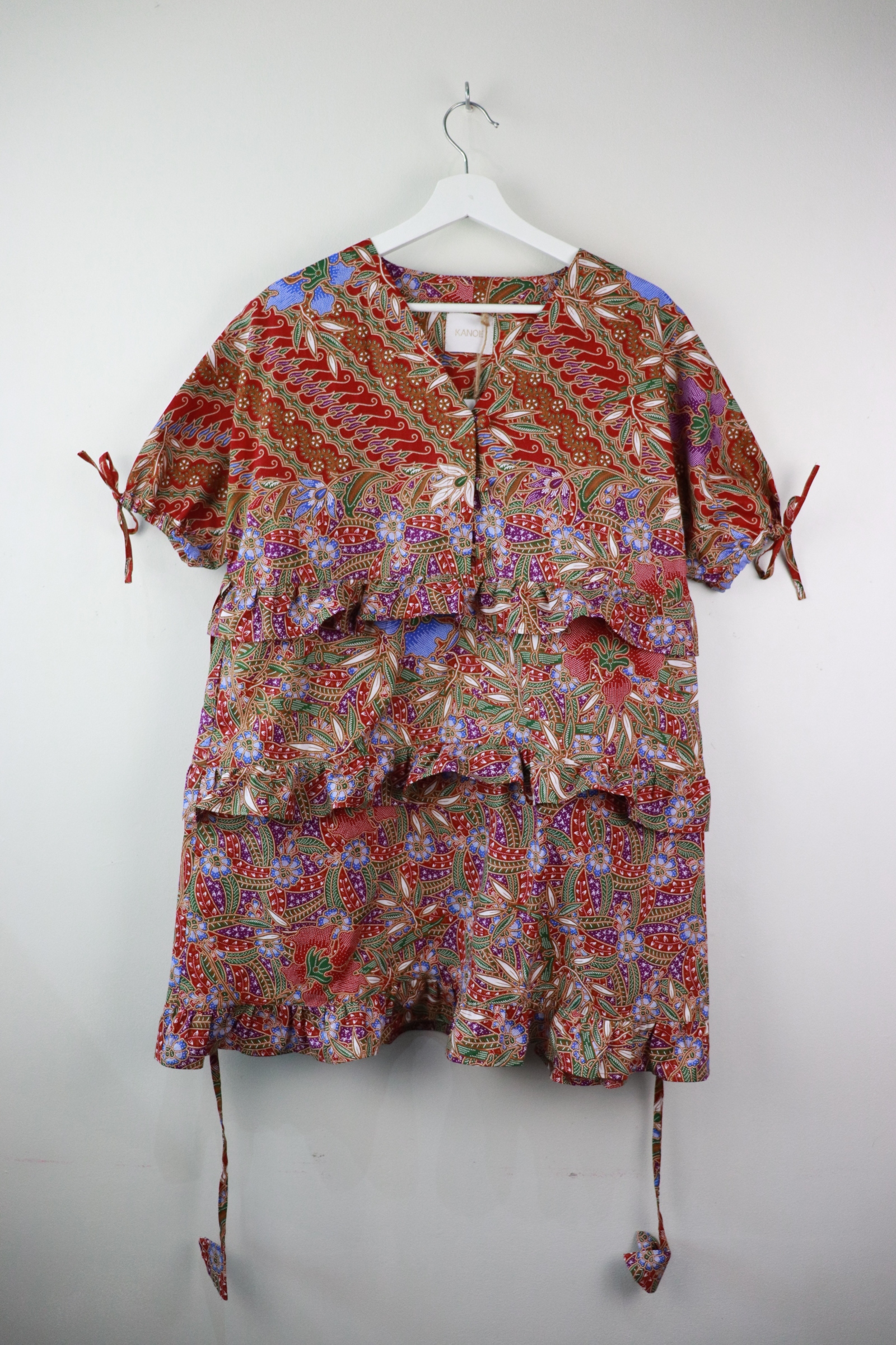 Batik Frill Dress - Dianthus (Red)