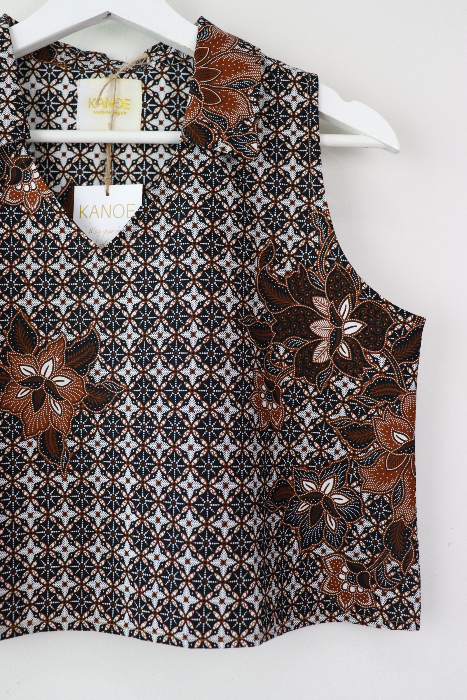Collared V-neck Batik Top - Believe