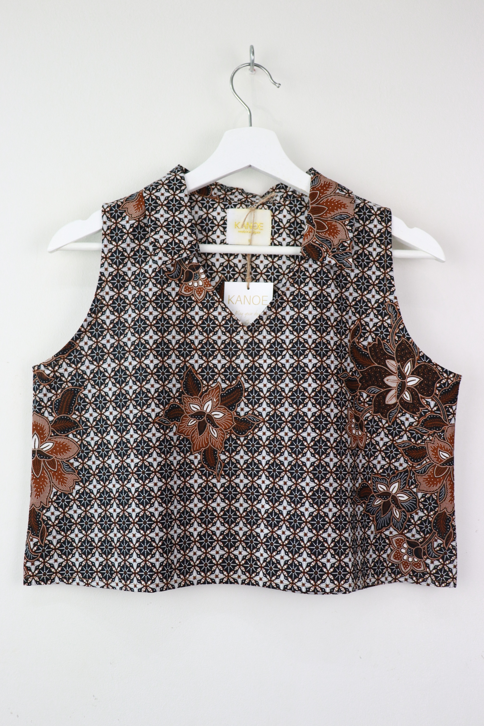 Collared V-neck Batik Top - Believe