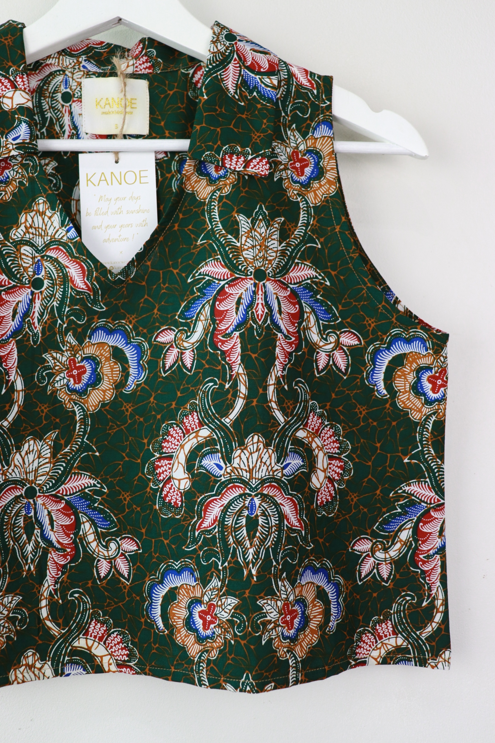 Collared V-neck Batik Top - Courage