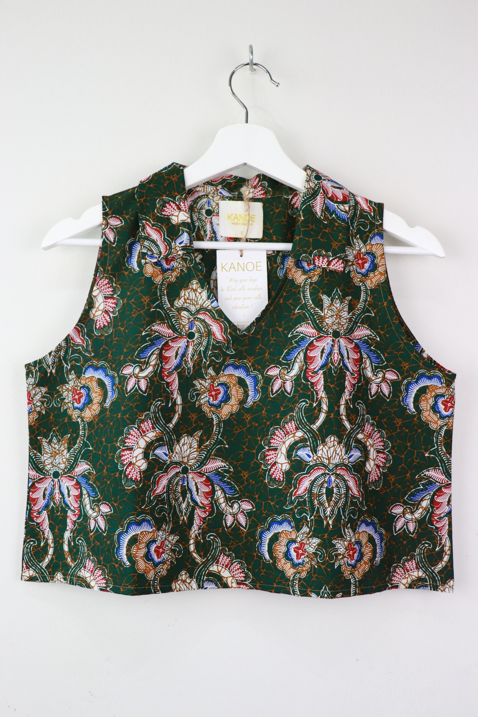 Collared V-neck Batik Top - Courage