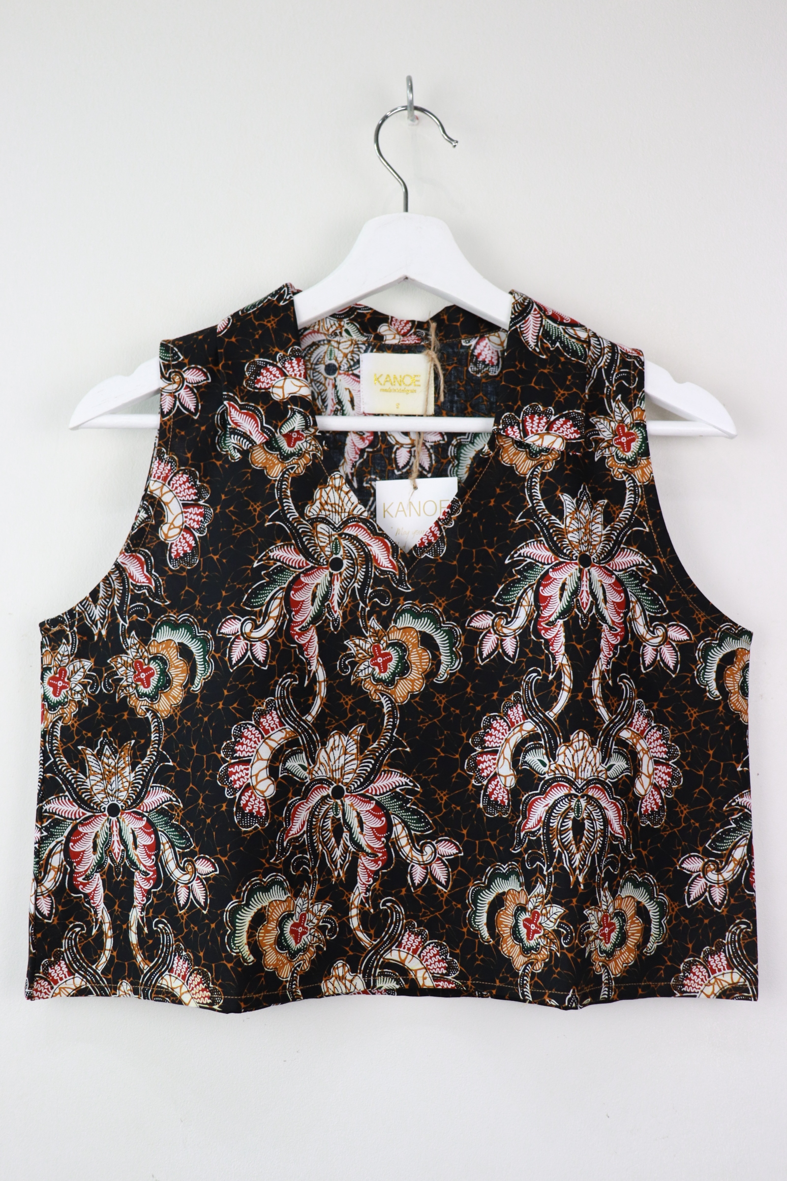 Collared V-neck Batik Top - Steadfast
