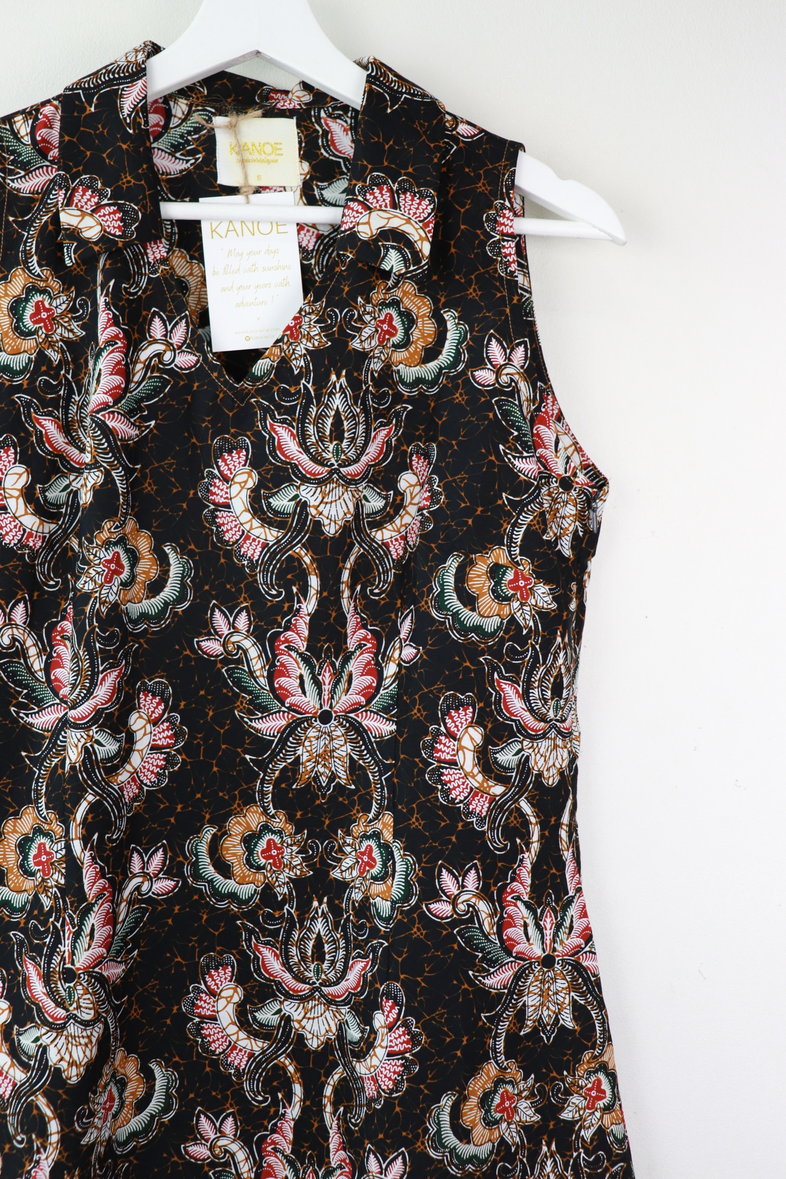 Collared V-neck Batik Dress - Steadfast