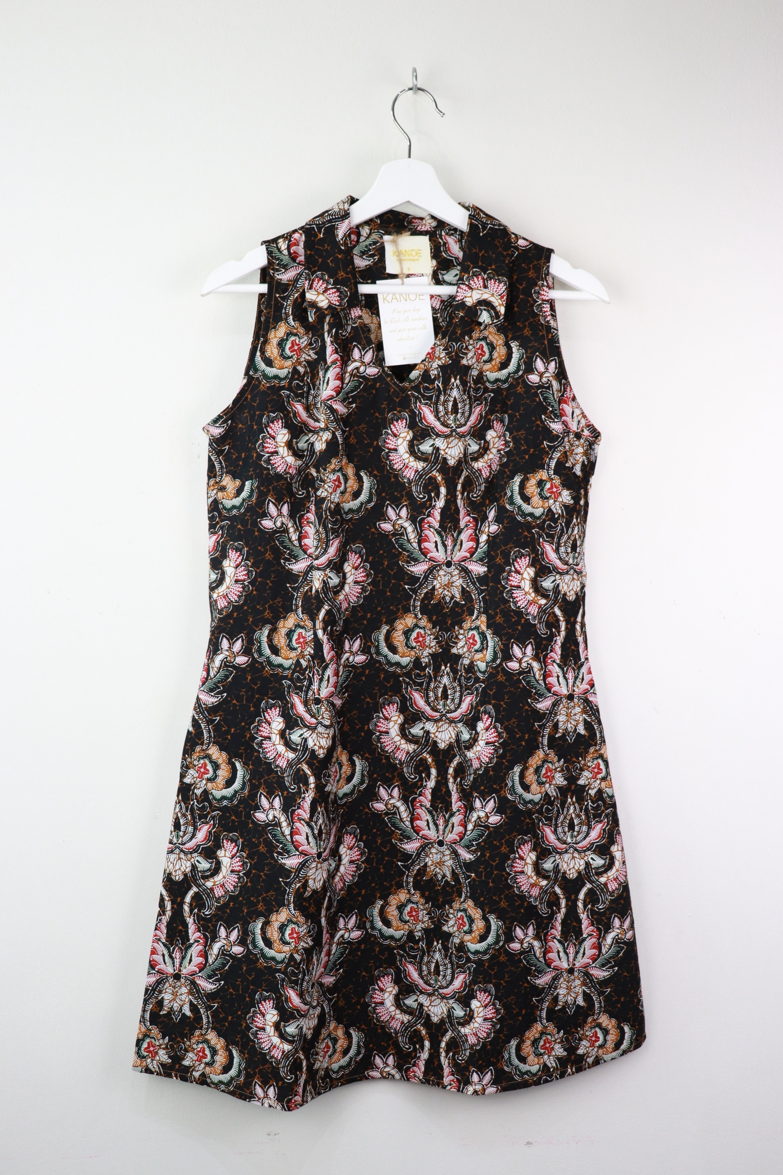 Collared V-neck Batik Dress - Steadfast