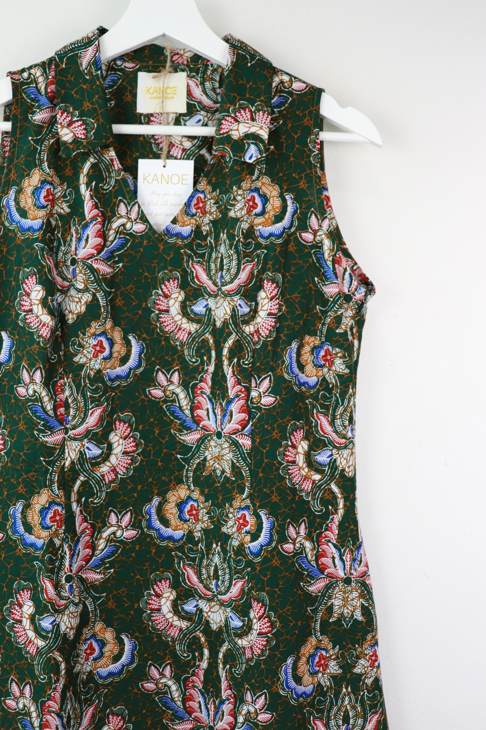 Collared V-neck Batik Dress - Courage